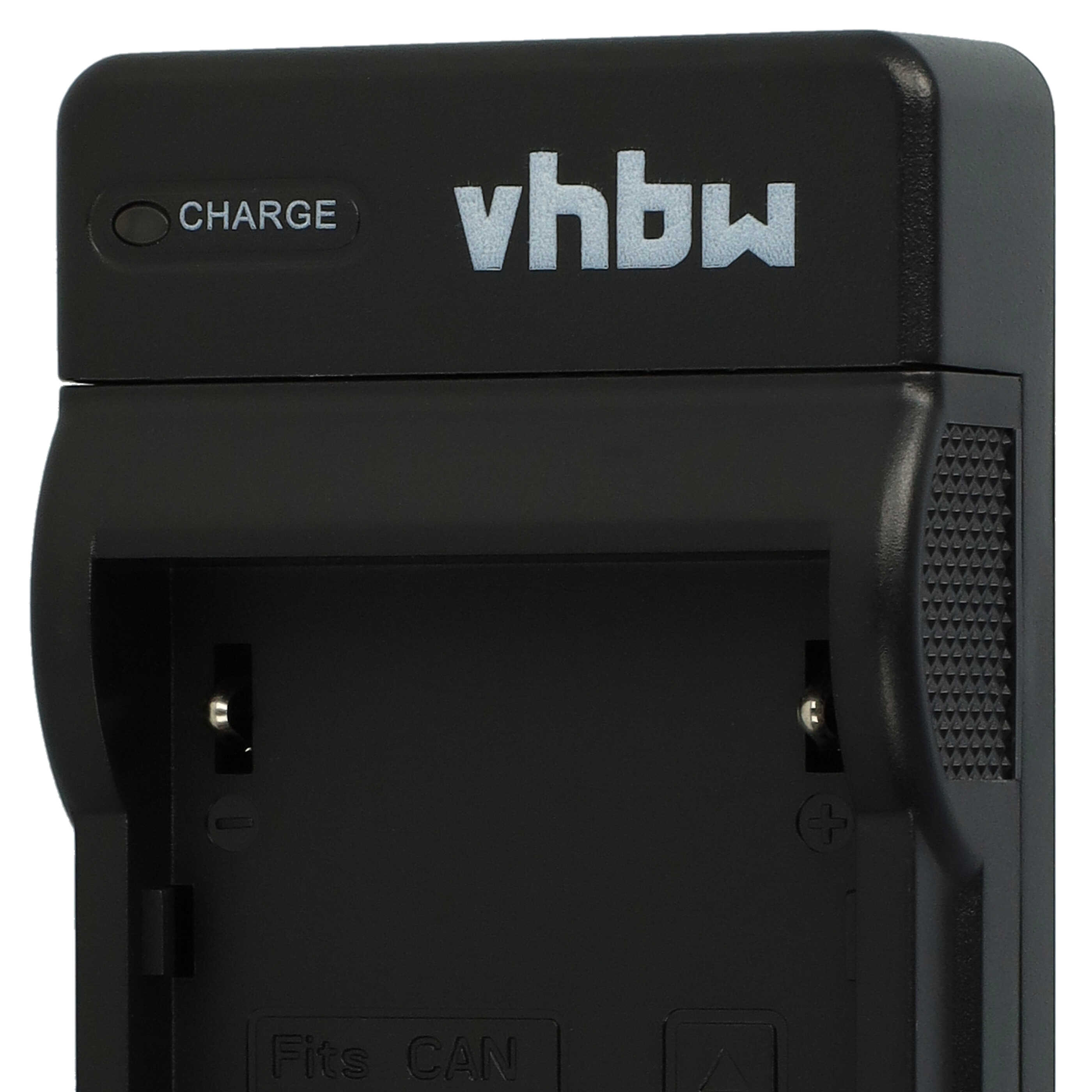 Schwarzes Ladegerät mit "vhbw" Logo und Ladeanzeige.