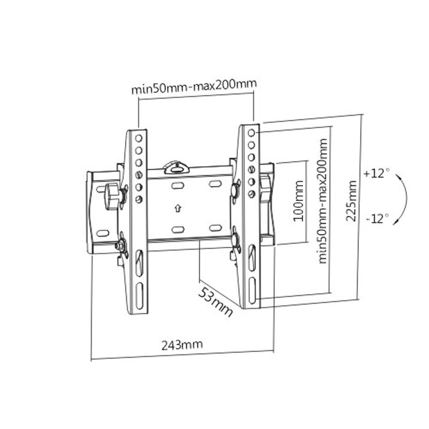 Technical drawing of a wall mount with dimensions.