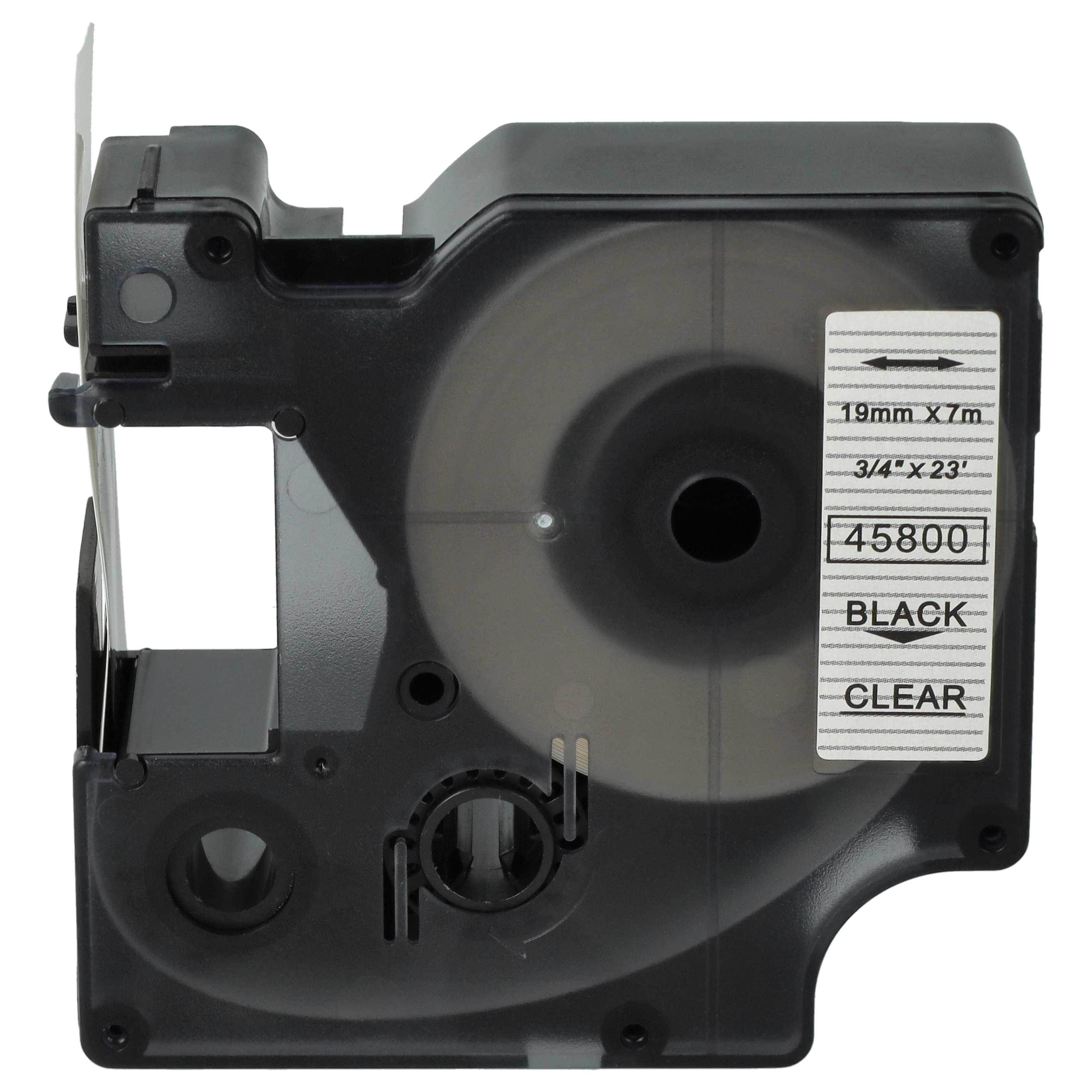 Schwarze Kassette mit transparentem Band, 19mm x 7m.
