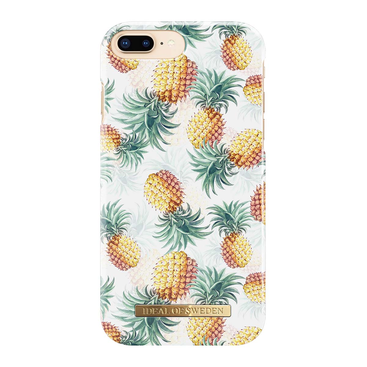 Una cover per telefono con motivo ananas e logo IDEAL OF SWEDEN.
