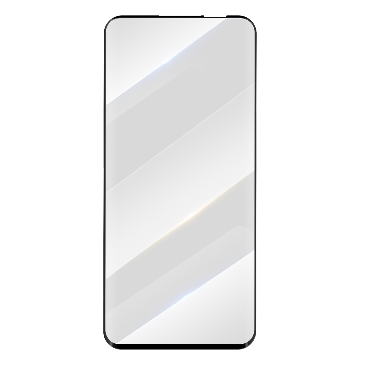 Schermo di smartphone nero con strisce diagonali bianche.