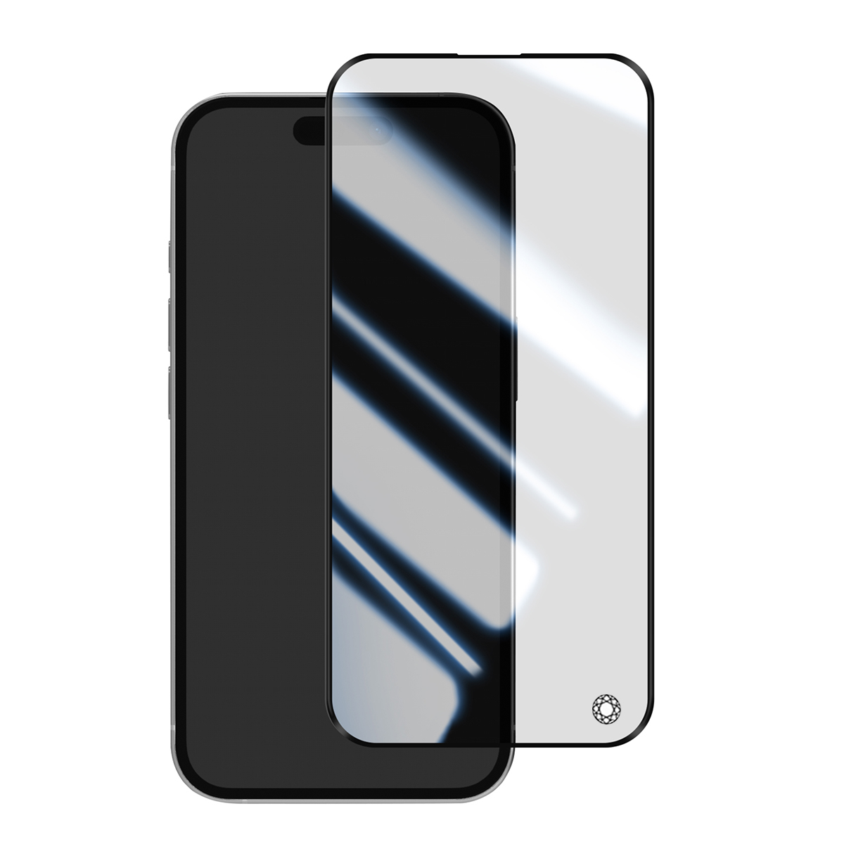 Pellicola protettiva su smartphone con display nero.