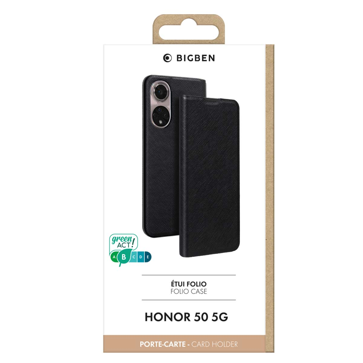 Custodia folio nera Bigben per Honor 50 5G con porta carte.