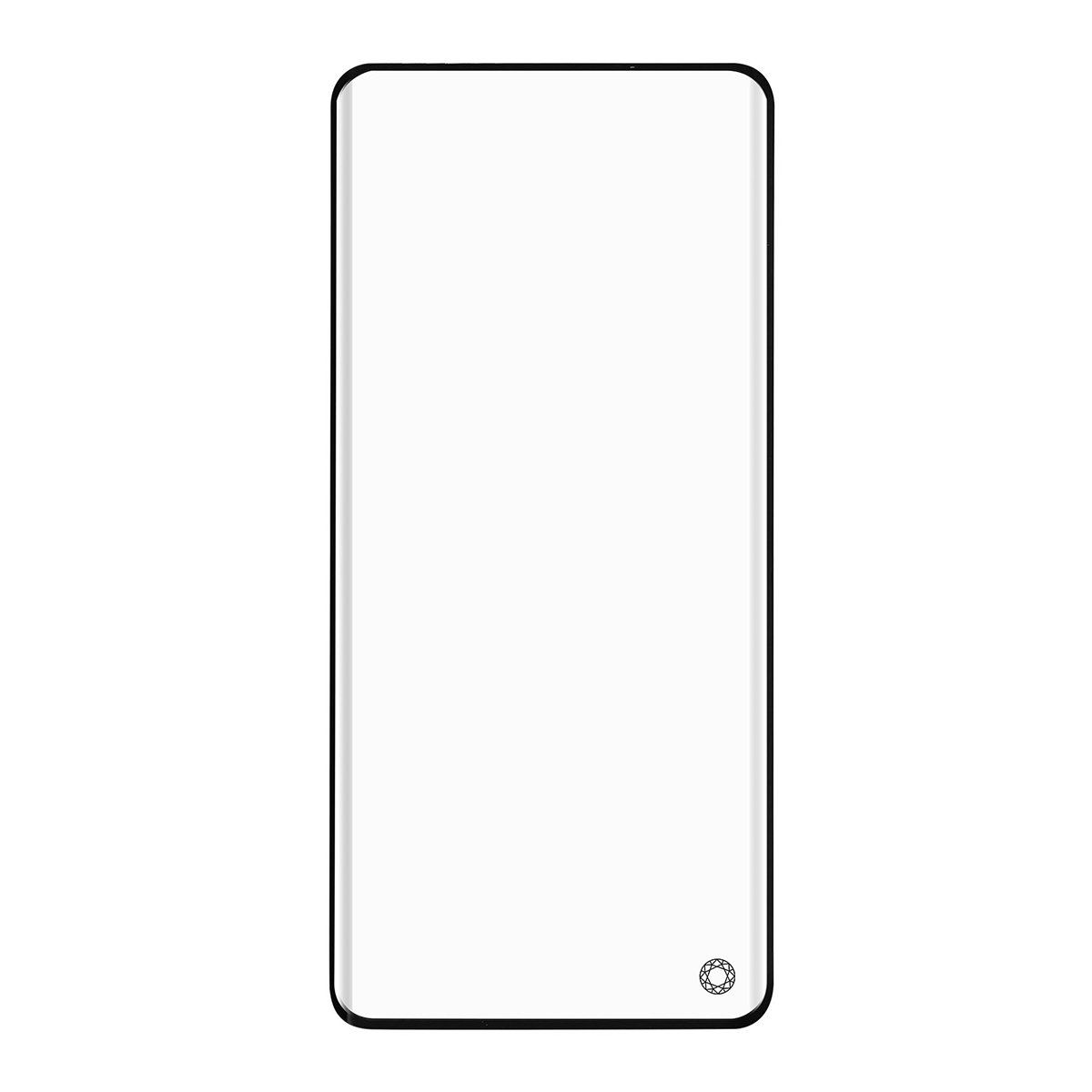Uno schermo di smartphone vuoto fluttuante su sfondo bianco.