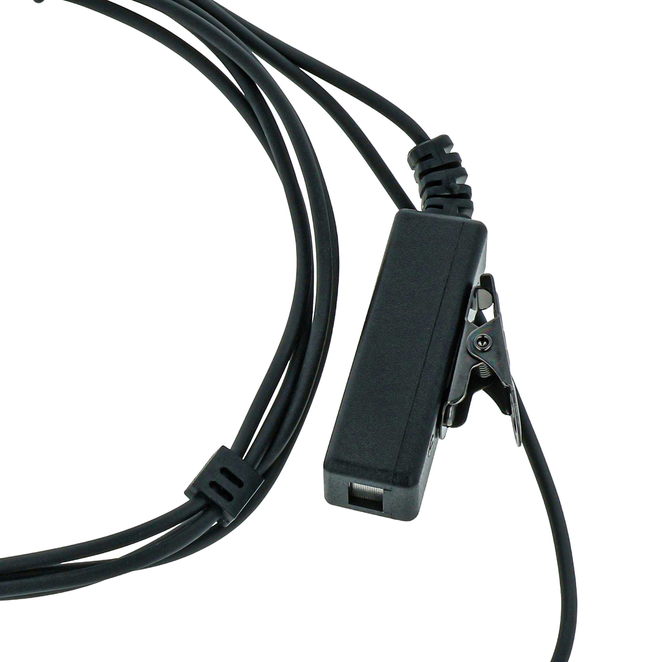 Schwarzes Kabel mit Mikrofonclip und Anschluss.