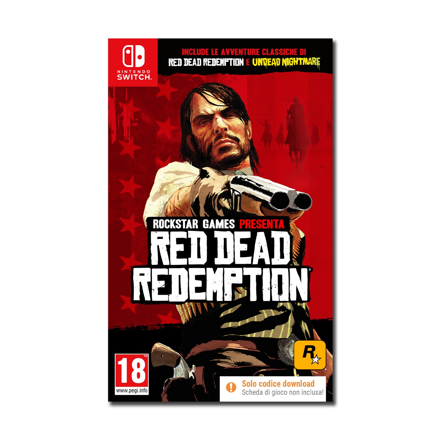 Okładka gry Red Dead Redemption na Nintendo Switch z kowbojem i pistoletem.