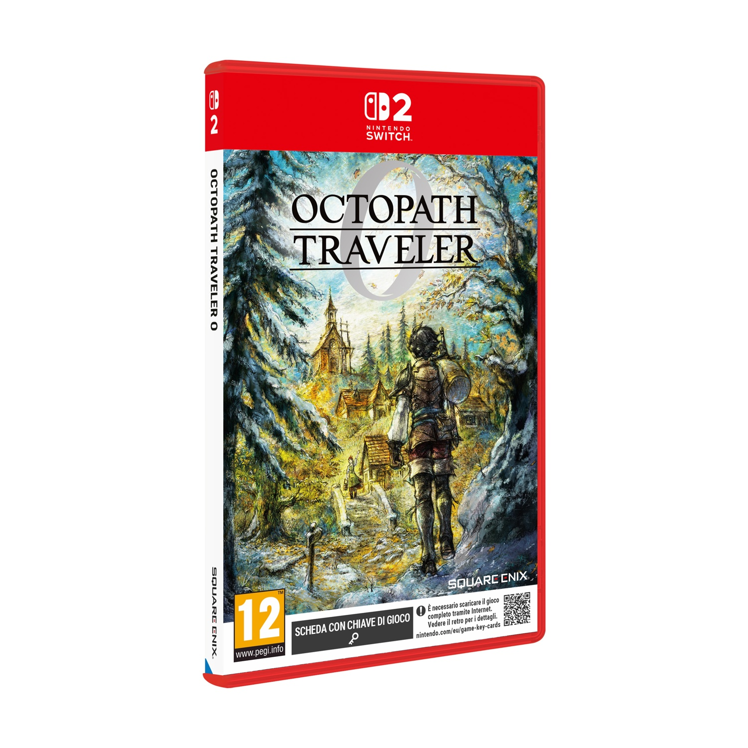 Pudełko Nintendo Switch Octopath Traveler 2 ze sceną fantasy z epoki średniowiecza.