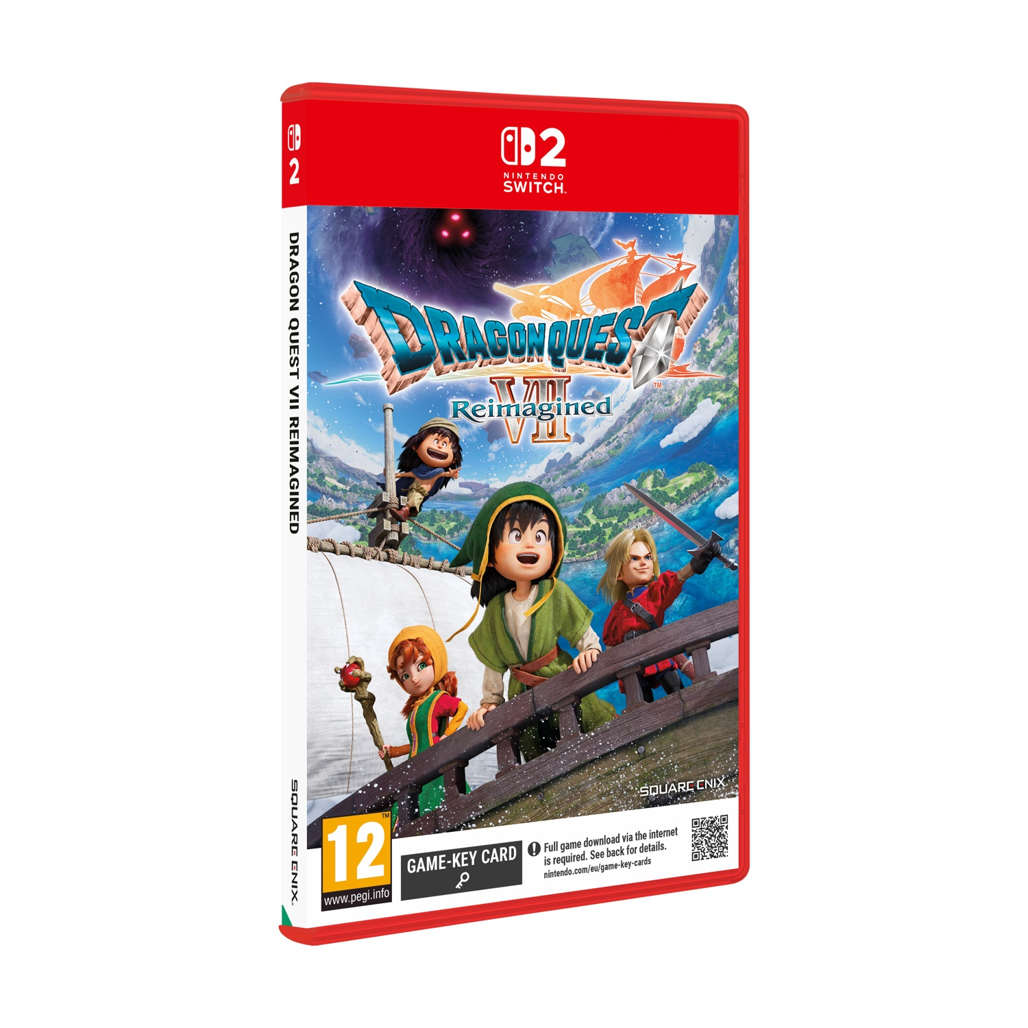 Pudełko gry Dragon Quest VII Reimagined z postaciami i logo Nintendo Switch.
