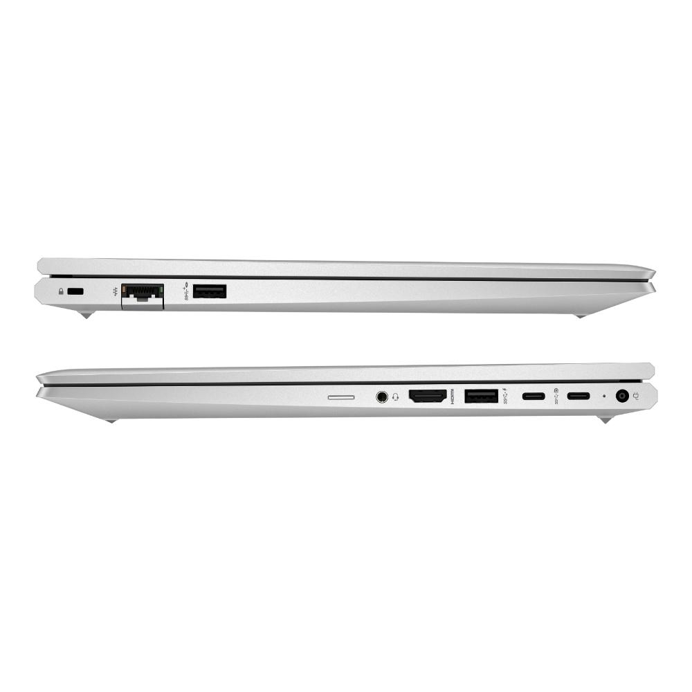 Gümüş laptop kenarında portlar: USB, Ethernet, HDMI, SD kart okuyucu.