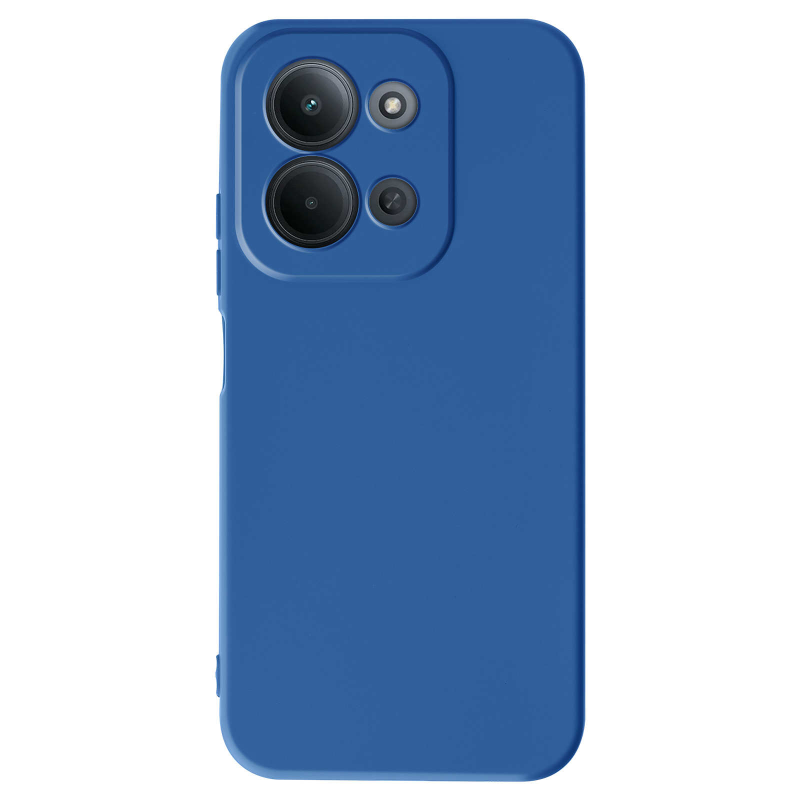 Blauw telefoonhoesje met uitsparing voor vier camera's.