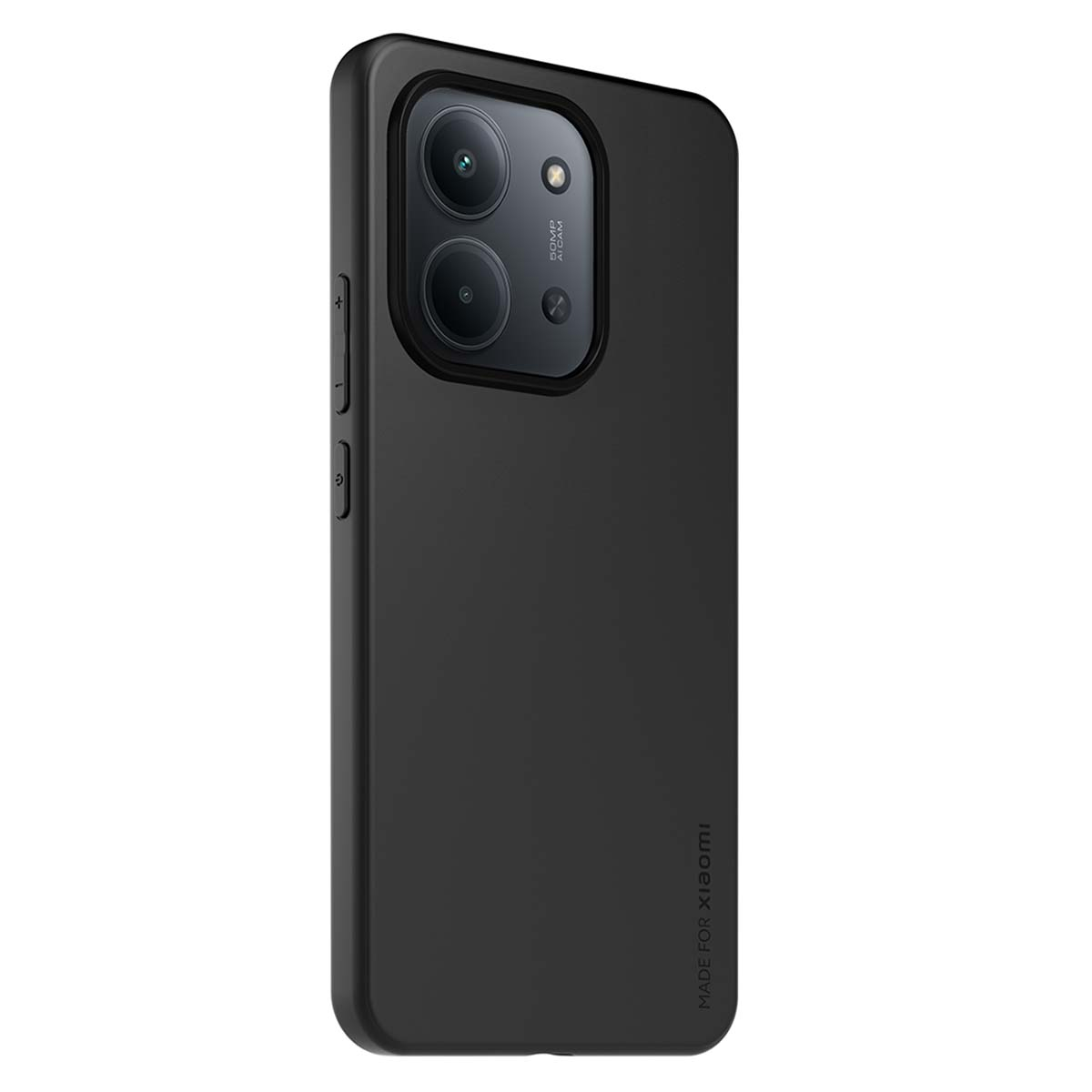 Custodia nera per telefono con due lenti e scritta "MADE FOR XIAOMI".