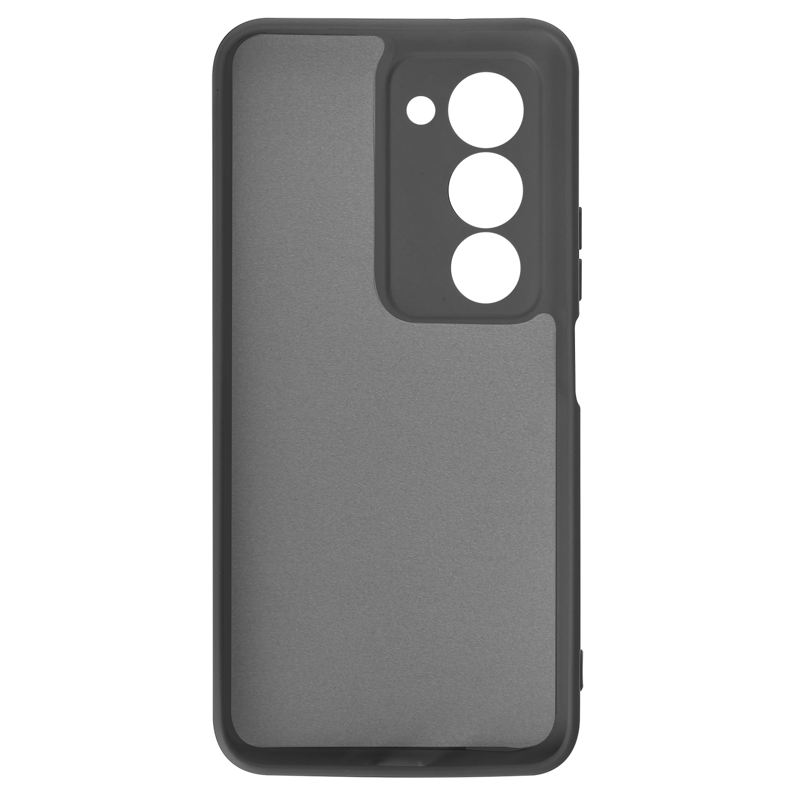 Grijze telefoonhoes met uitsparingen voor vier camera's.