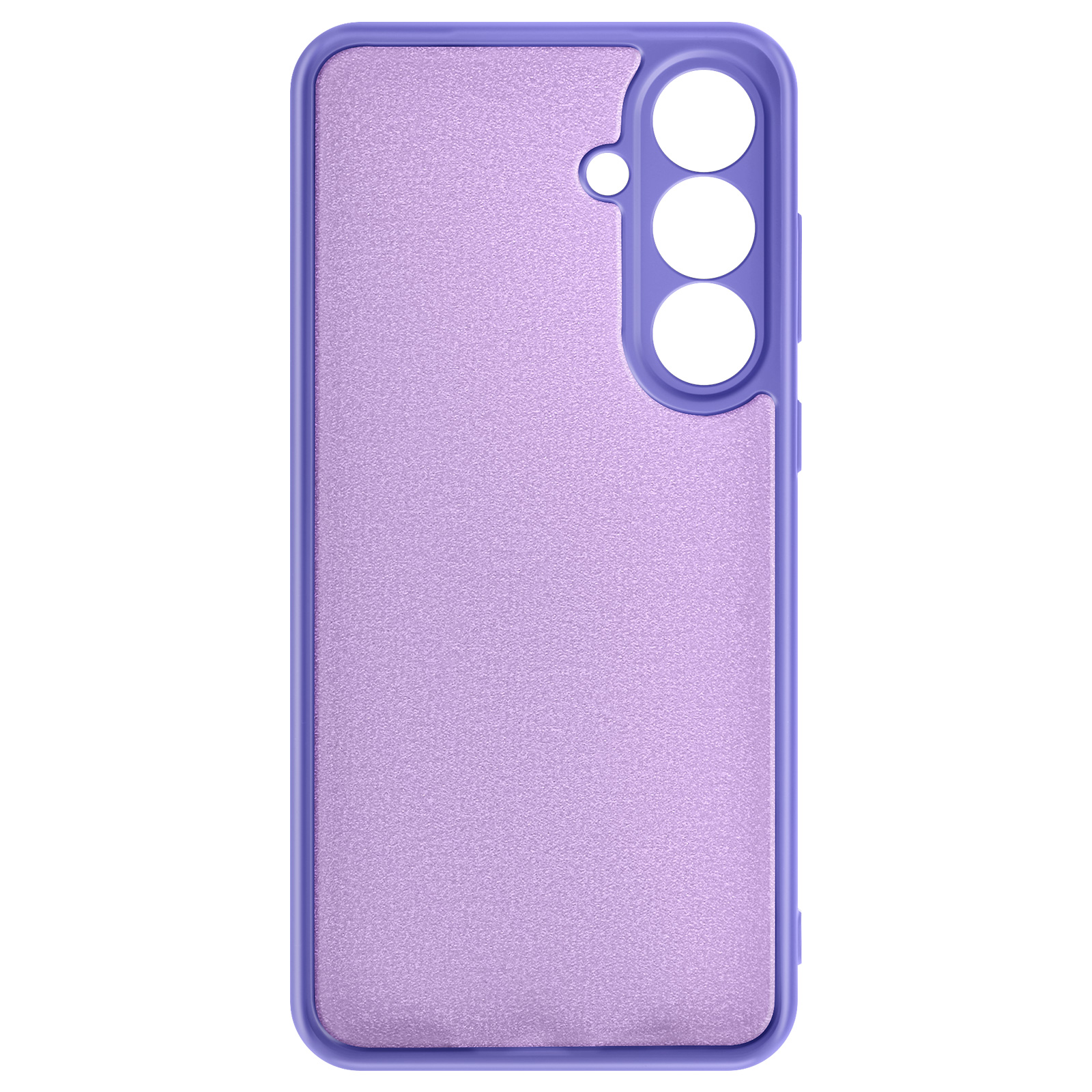 Paarse telefoonhoes met matte textuur en drie ronde camera-uitsparingen.