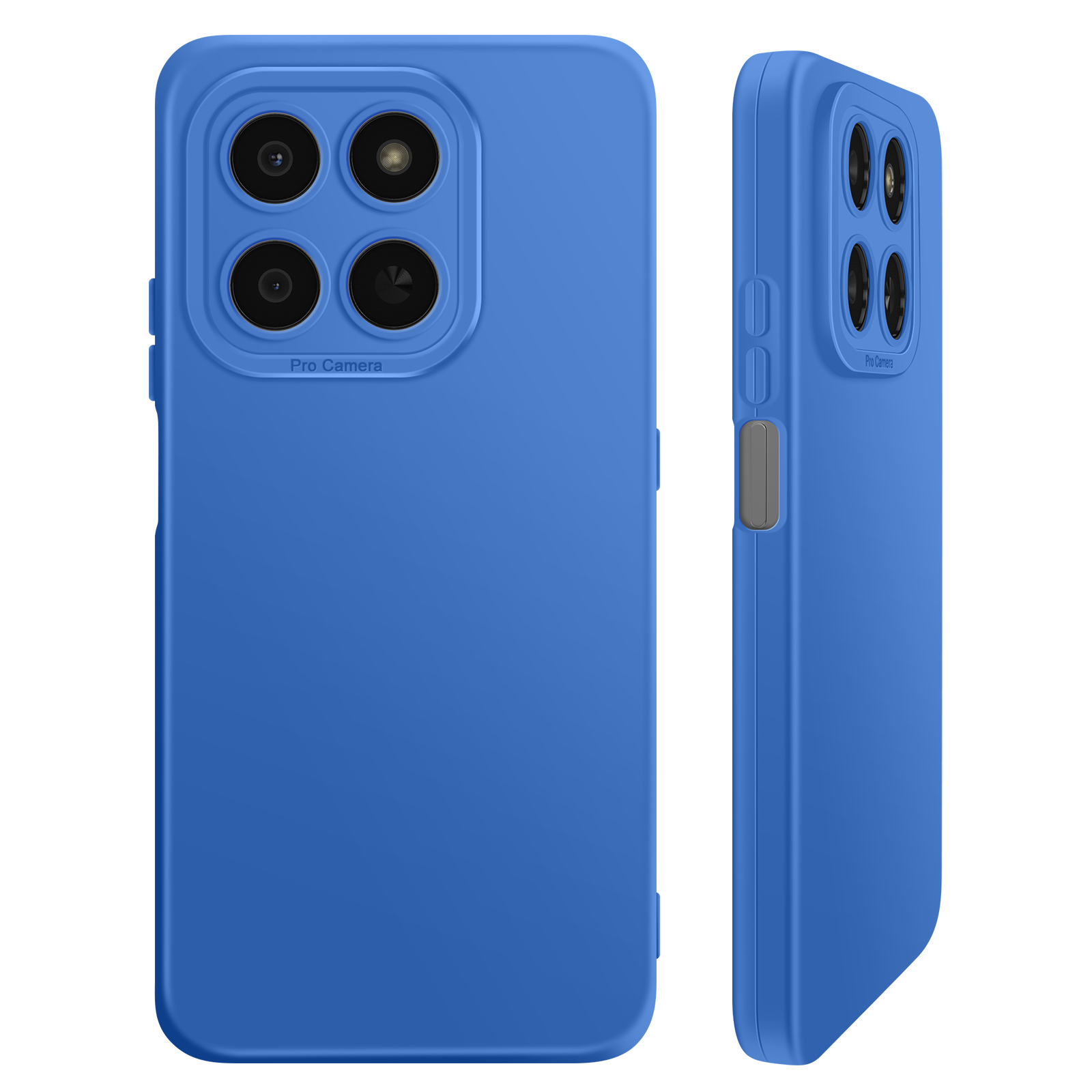 Coque de téléphone bleue avec quatre objectifs et inscription "Pro Camera".