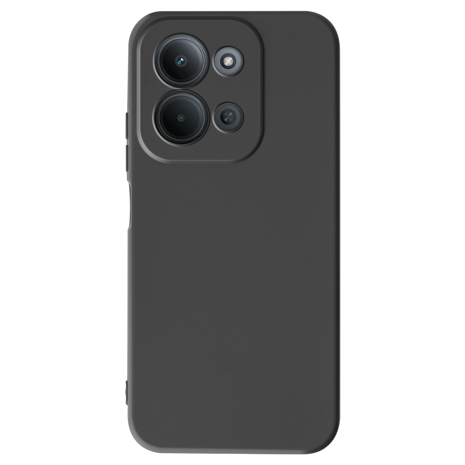 Donkergrijs telefoonhoesje met een opvallende cameramodule linksboven.