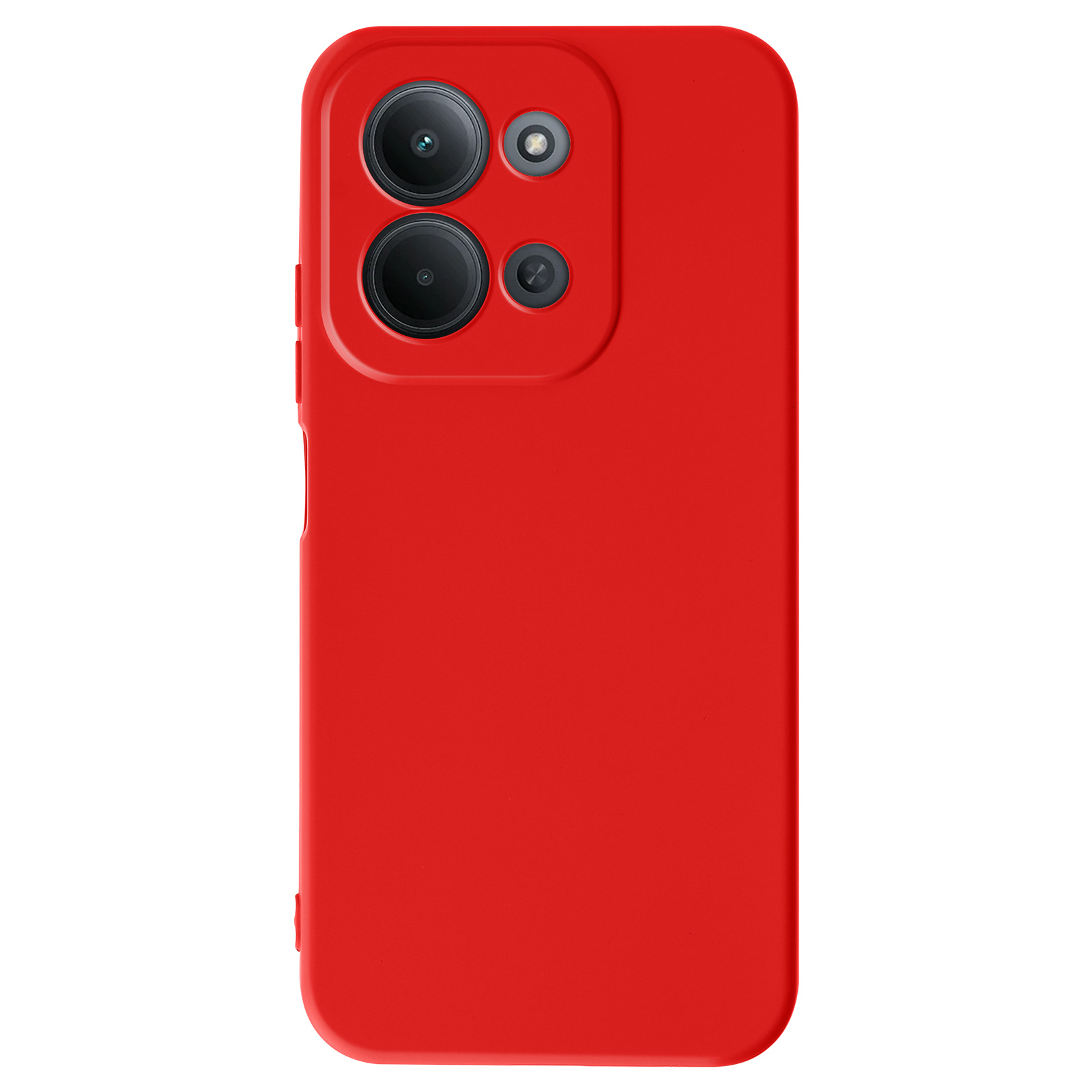 Rode telefoonhoes met drie camera's en flitser.