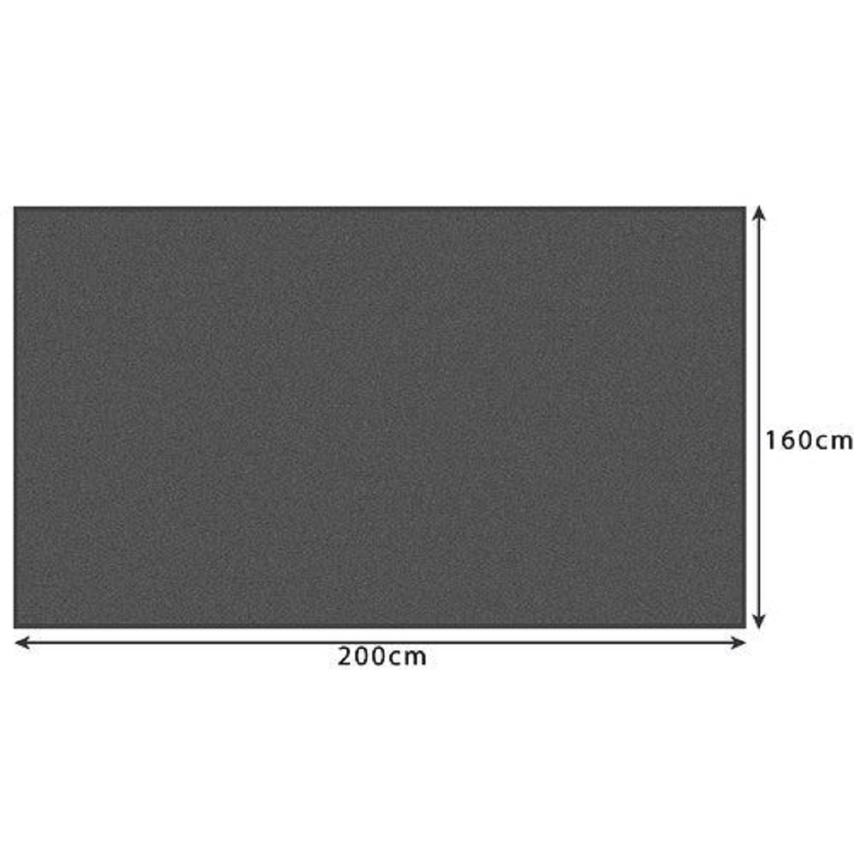 Alfombra rectangular gris oscuro, 200cm de ancho y 160cm de alto.