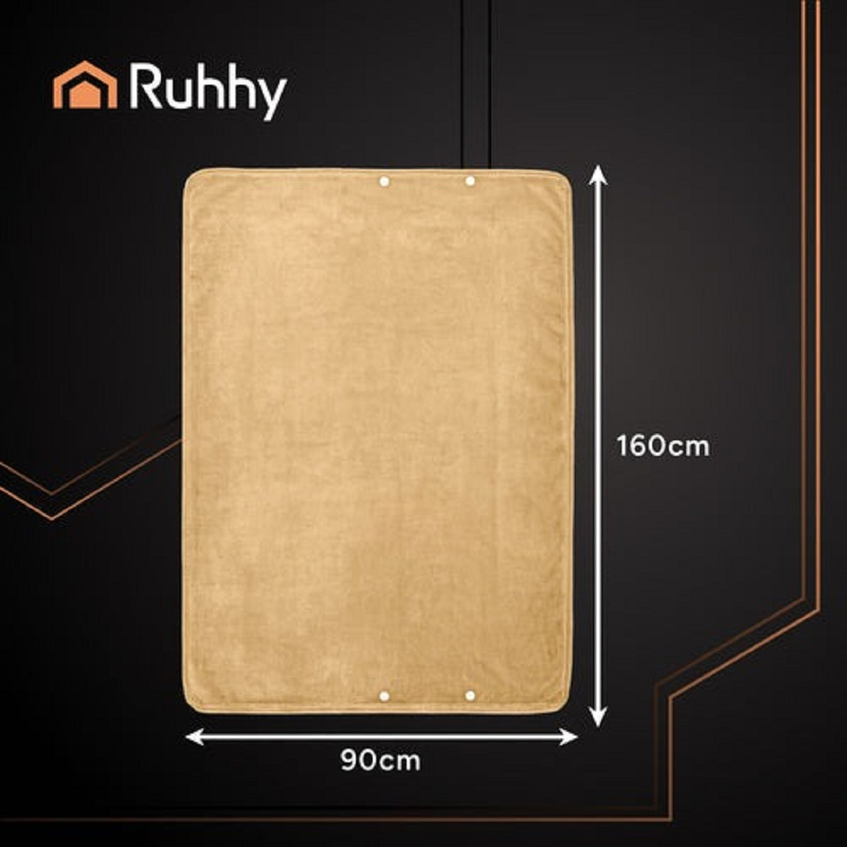 Manta beige, 90x160cm, con logo de Ruhhy.
