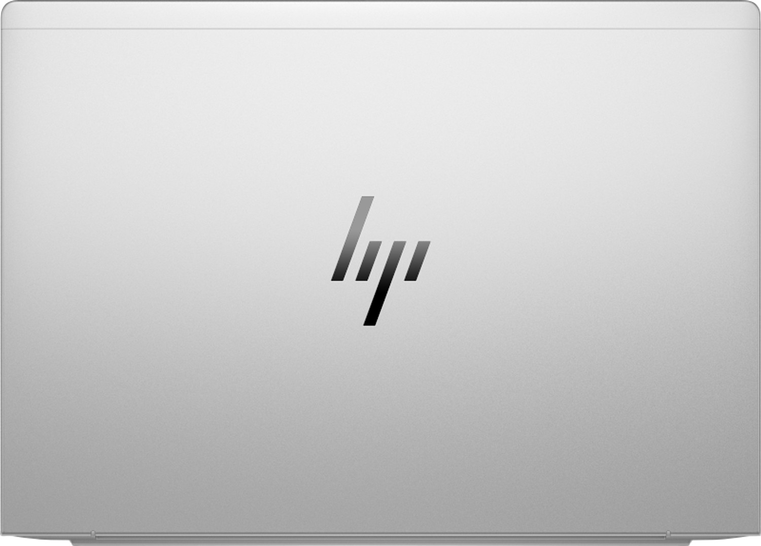 Scocca argentata per laptop HP con logo HP nero al centro.