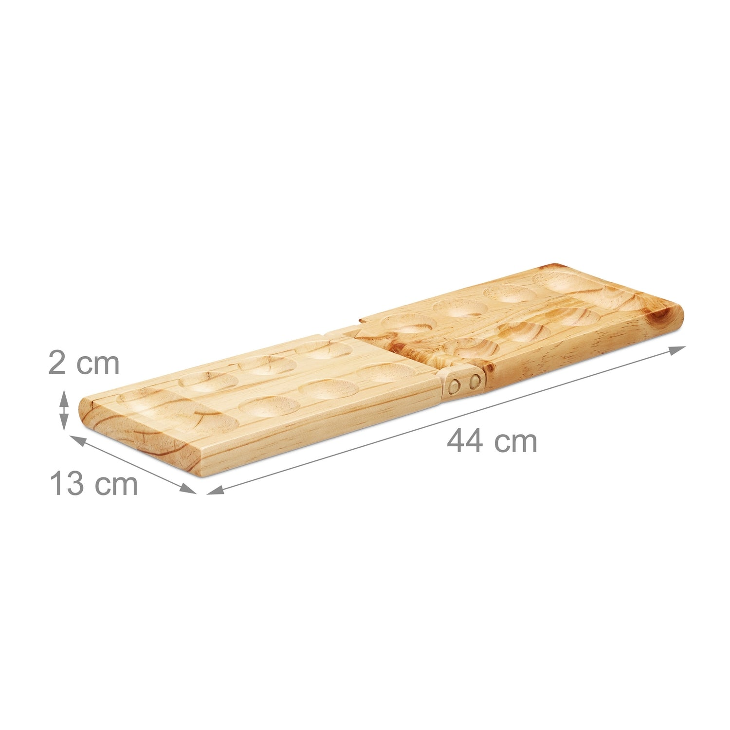 Tabla de madera con hendiduras, 44x13x2cm.