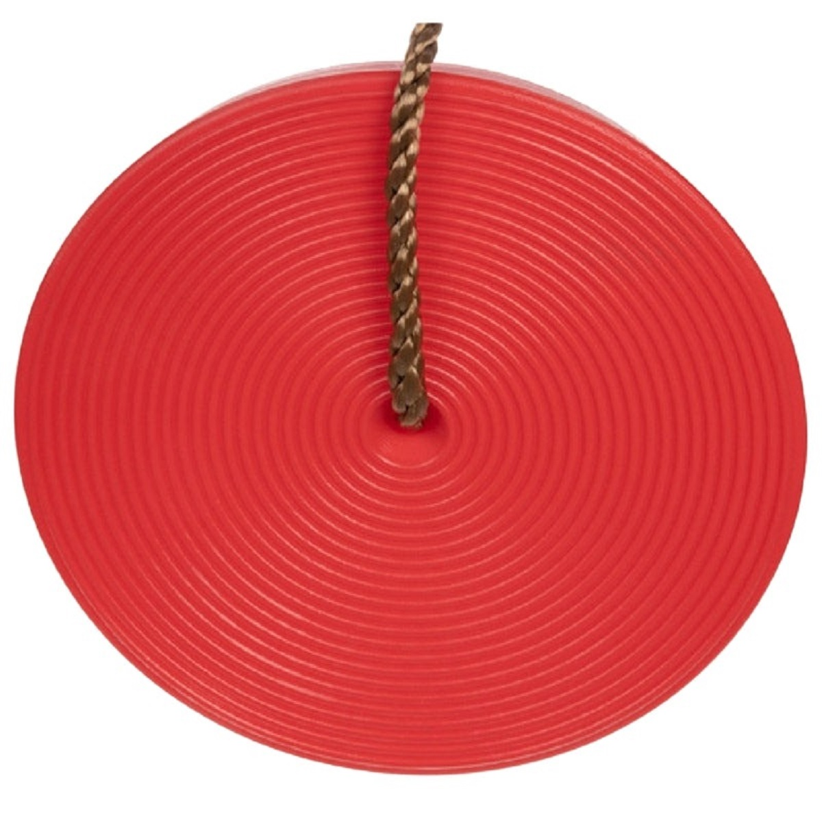 Columpio de disco rojo con cuerda.