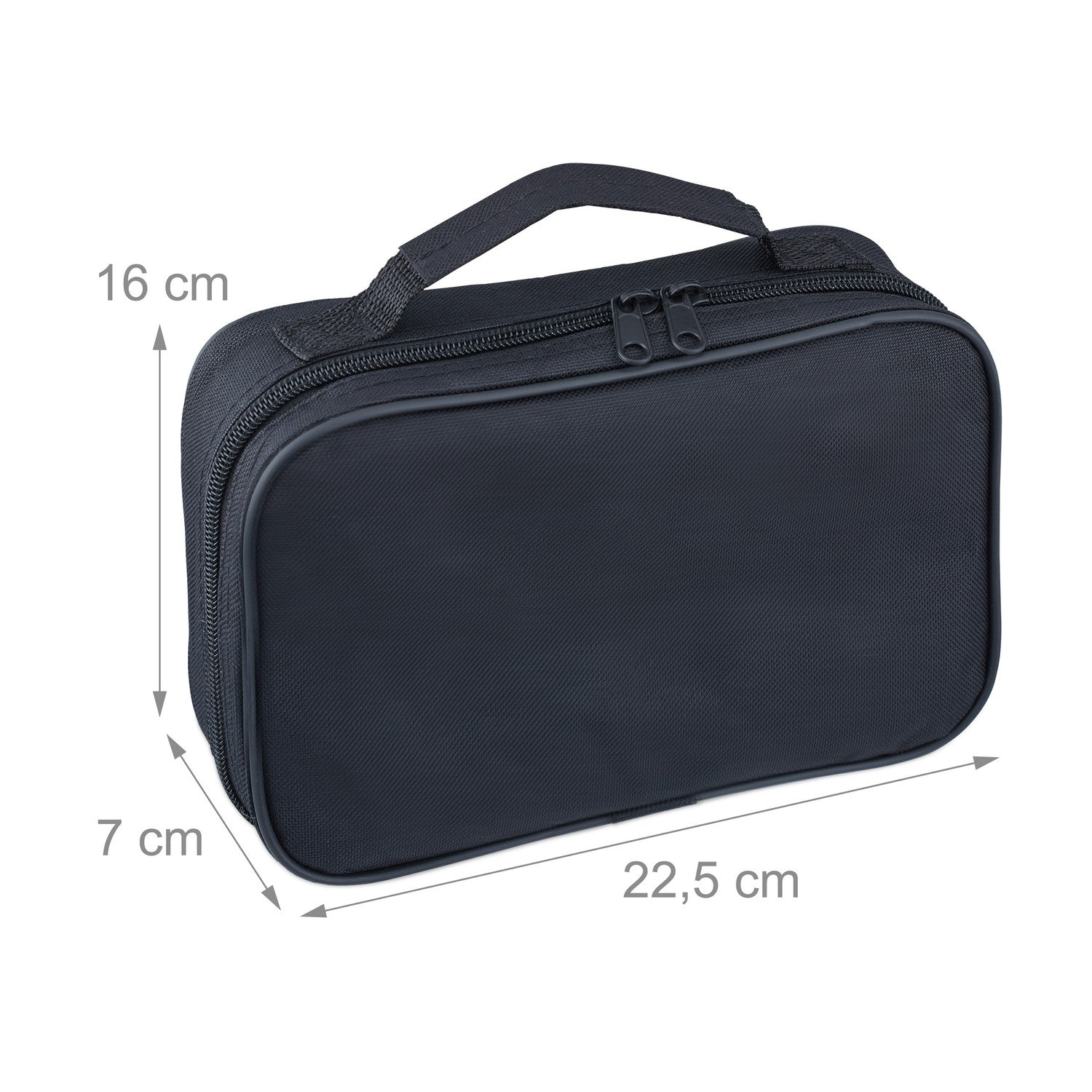 Bolsa negra con asa, 16x7x22,5 cm.