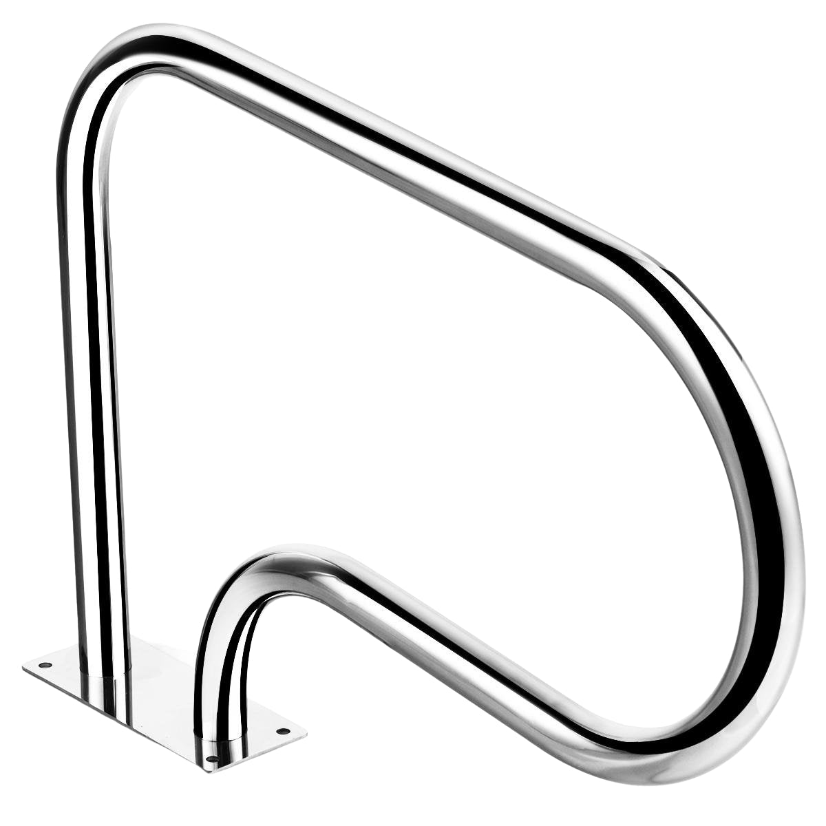 Un pasamanos plateado brillante para piscinas o escaleras.