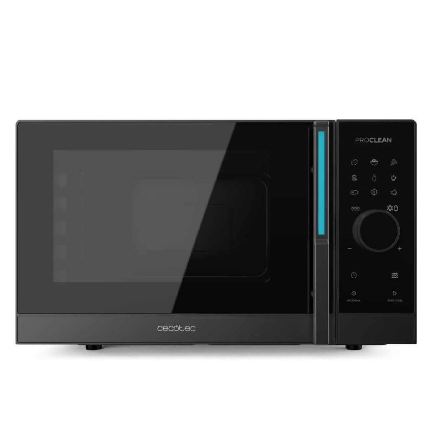 Forno a microonde nero con display digitale e pulsanti di controllo.