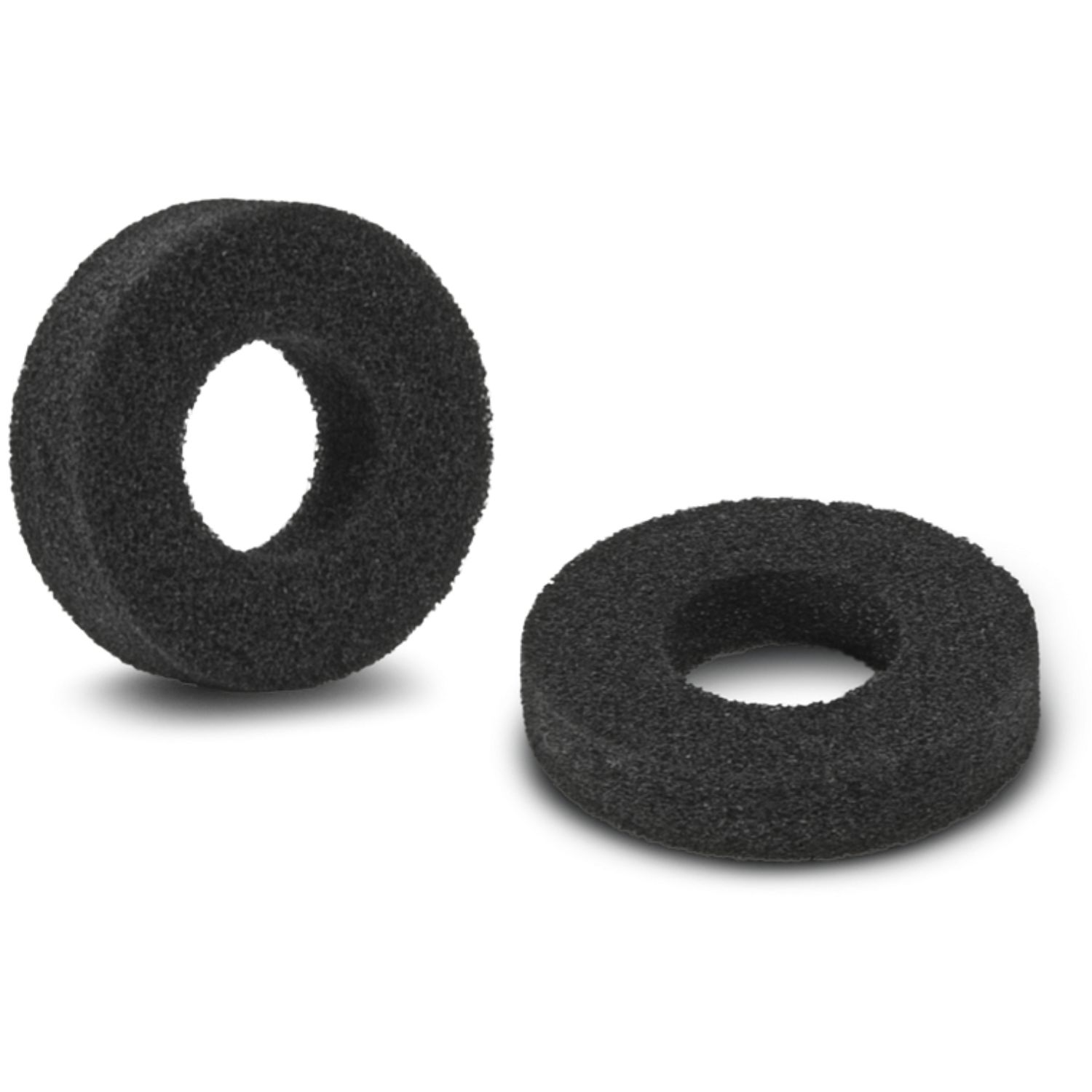 Zwei schwarze Ringe aus grobem Material auf weißem Hintergrund.