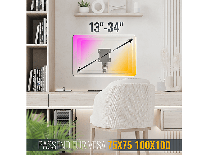 RICOO PC Monitor Wandbeugel Hoogte Verstelbare gasveer Draaiing voor scherm 13-32 inch beugel Wall S2611, monitorhouder schermhouder VESA 75 x 75, 100x100 mm