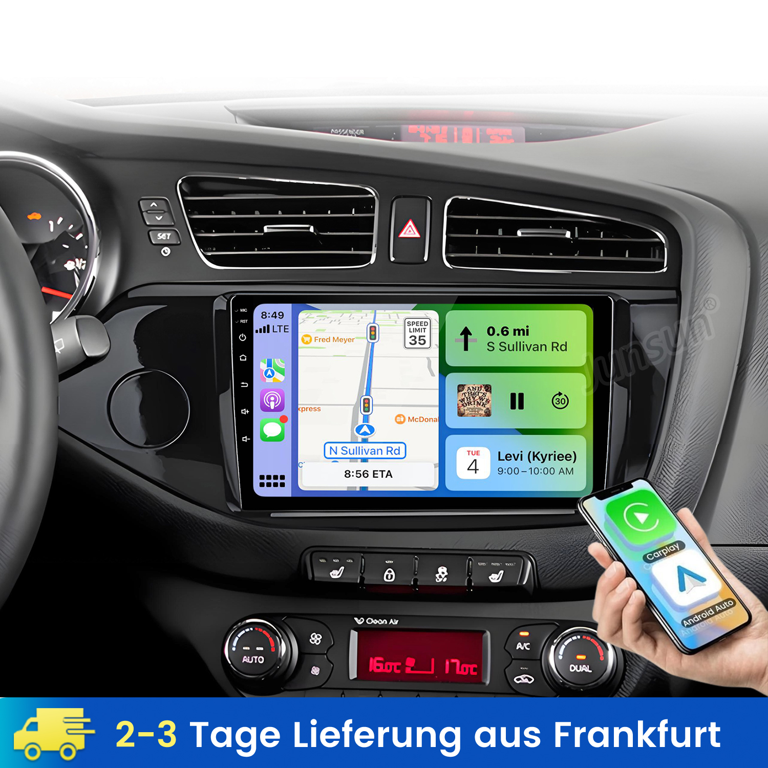 Auto-Infotainmentsystem mit Navigation, CarPlay & Android Auto.