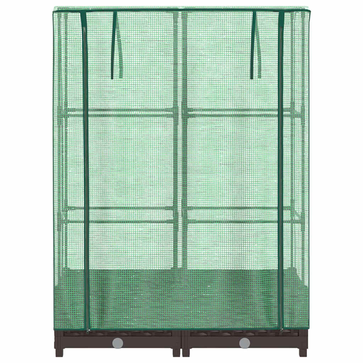 Una serra verde con base scura e più ripiani.
