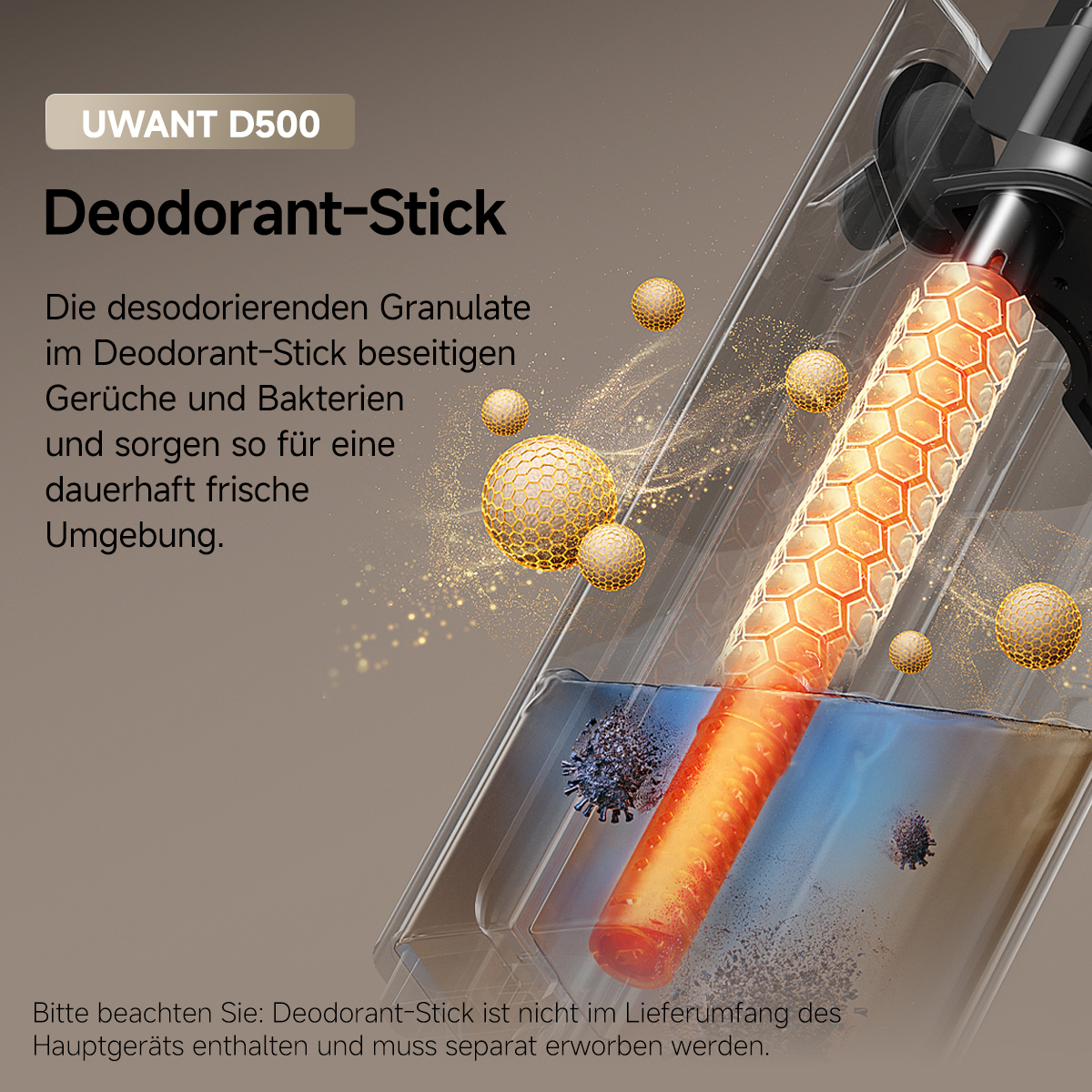 Ein Deodorant-Stick mit Granulaten, die Gerüche und Bakterien beseitigen.