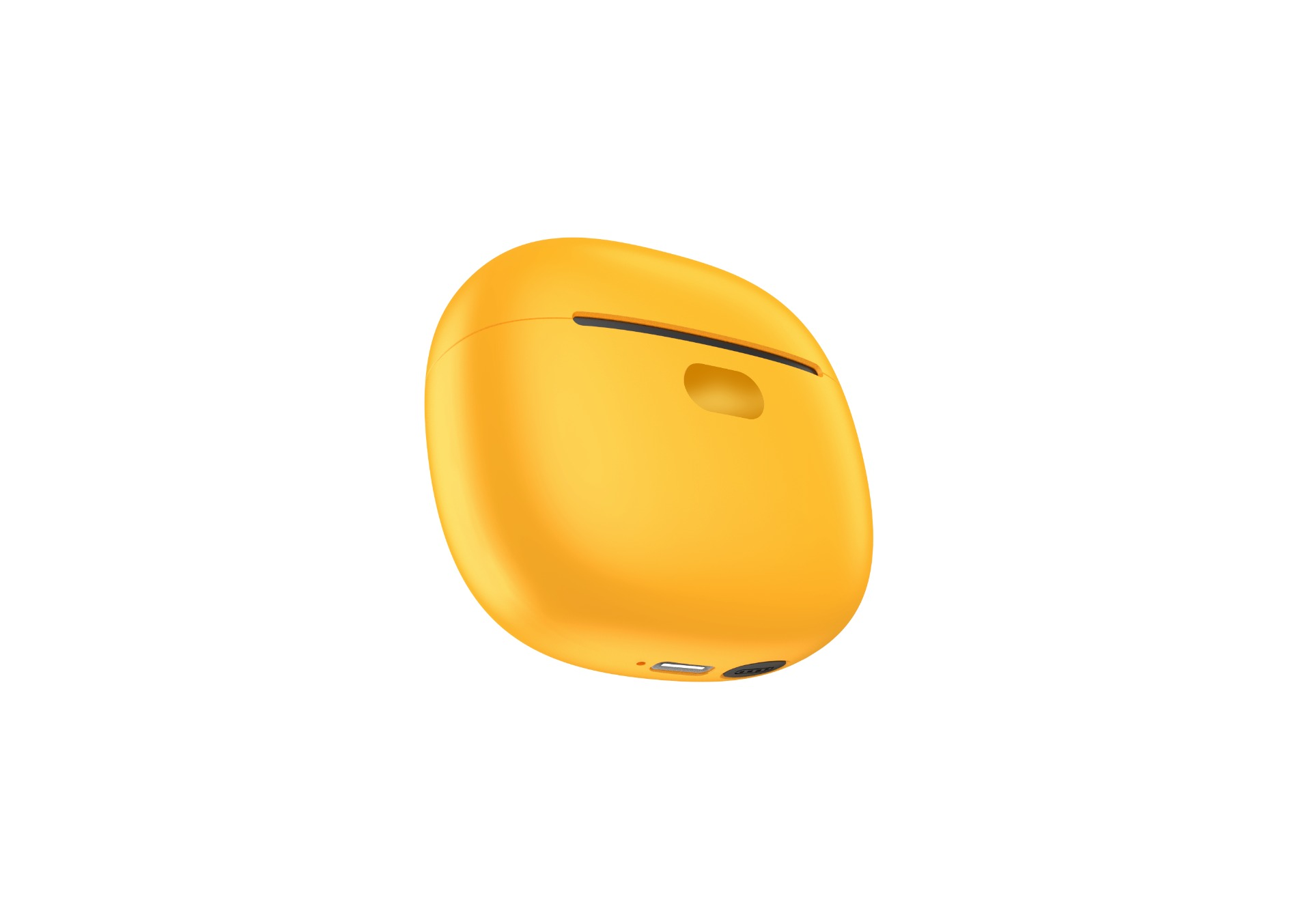 Żółte etui ładujące do słuchawek bezprzewodowych z portem USB-C.