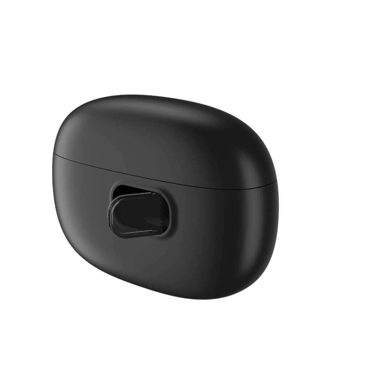 Czarne etui ładujące z otwartą pokrywą i widocznym haczykiem.