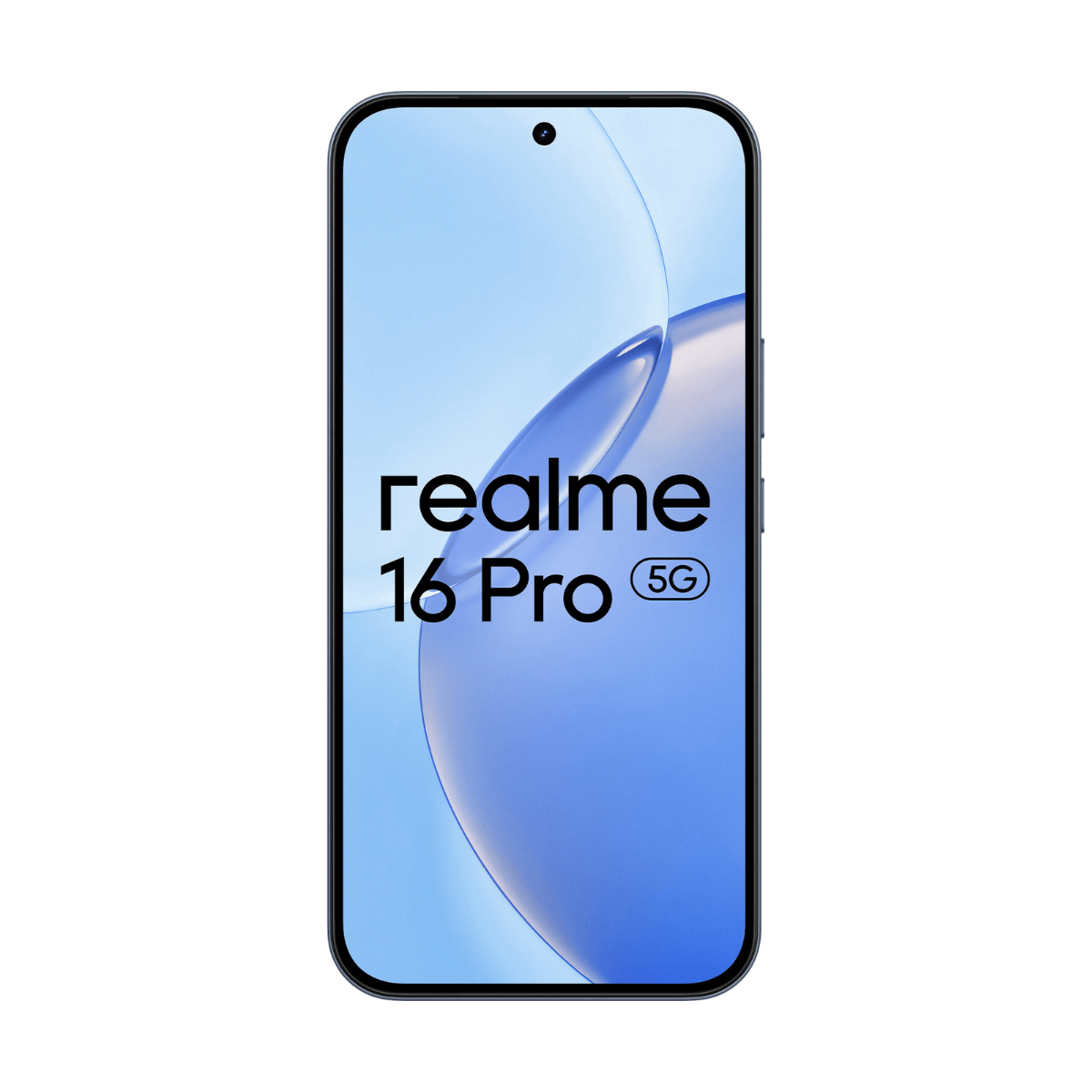 Smartfon Realme 16 Pro 5G z niebieskim tłem.