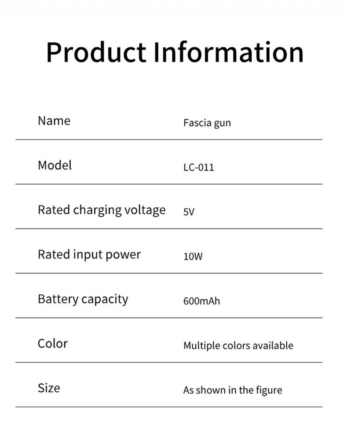 Produktinformationen: Fasziengewehr, Modell LC-011, 5V, 10W, 600mAh, diverse Farben.