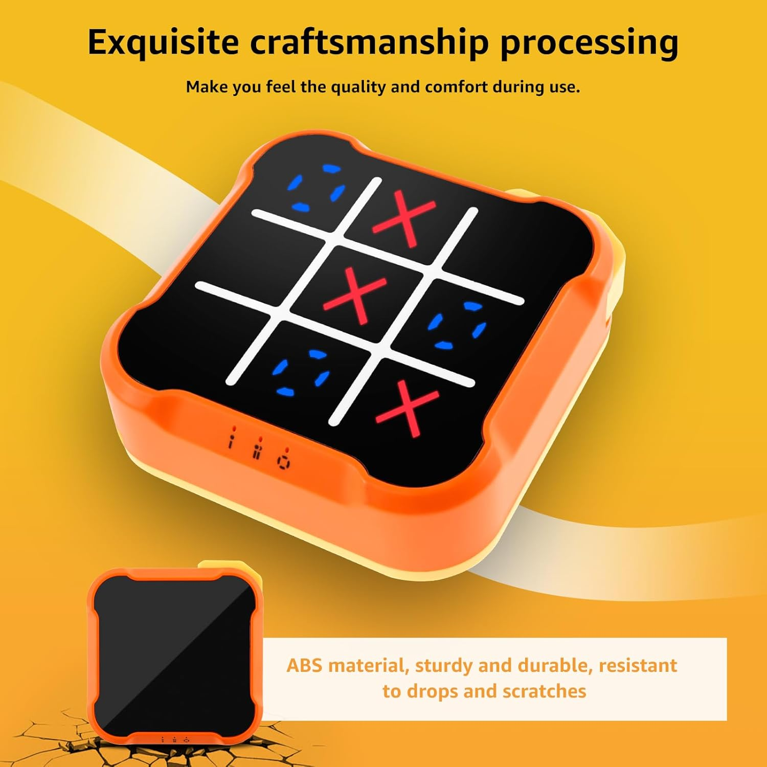Ein orangefarbenes Tic-Tac-Toe-Spiel mit roten Xs und blauen Os.