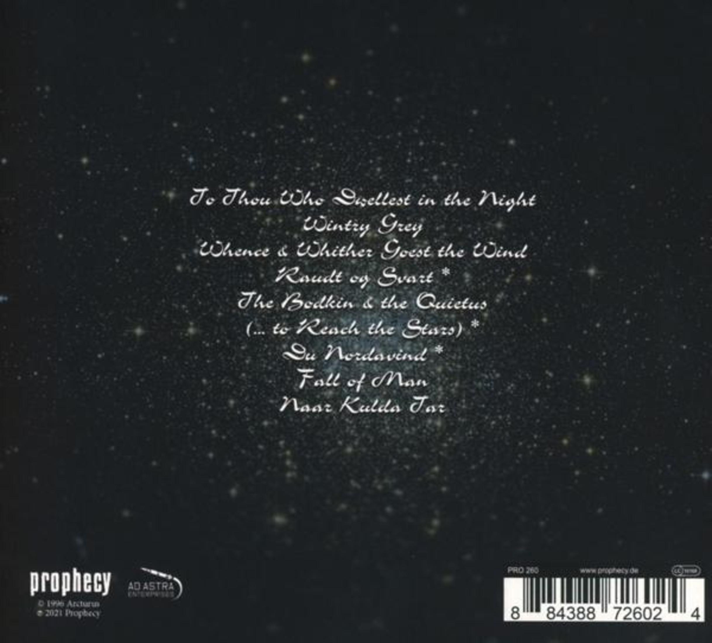Schwarzer Hintergrund mit Sternen und Songtiteln in weißer Schrift.