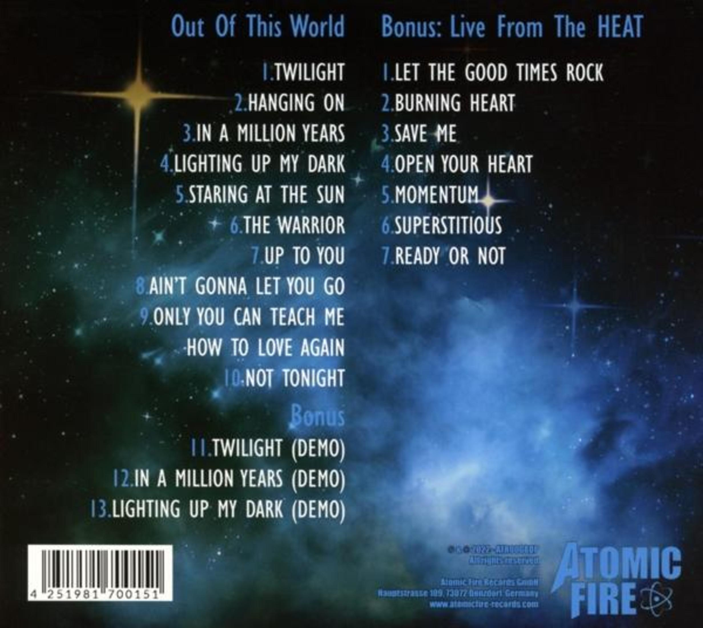 Album-Trackliste mit Sternenhintergrund und Barcode.