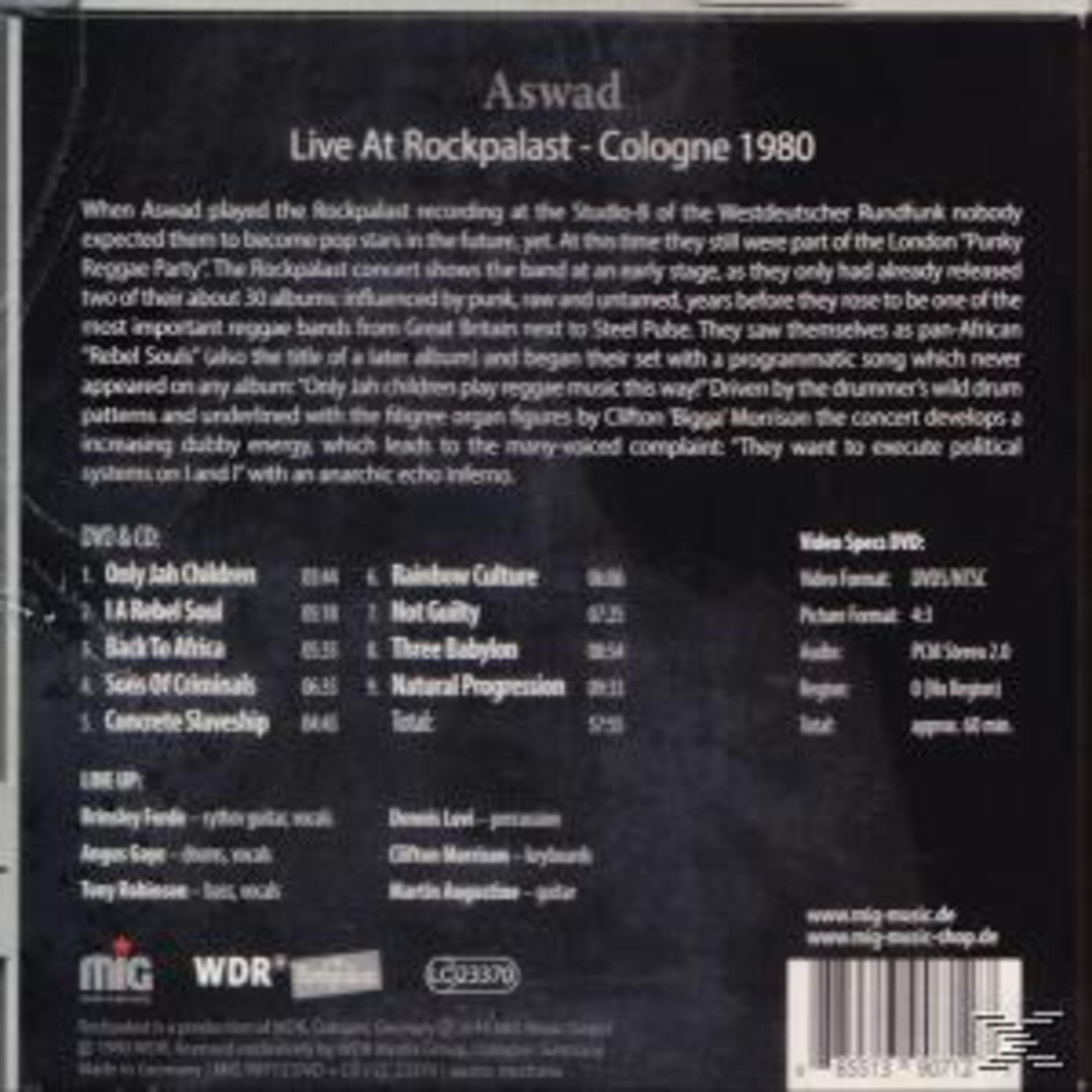 Achterkant van een dvd-hoes met bandinfo, tracklist en specificaties.