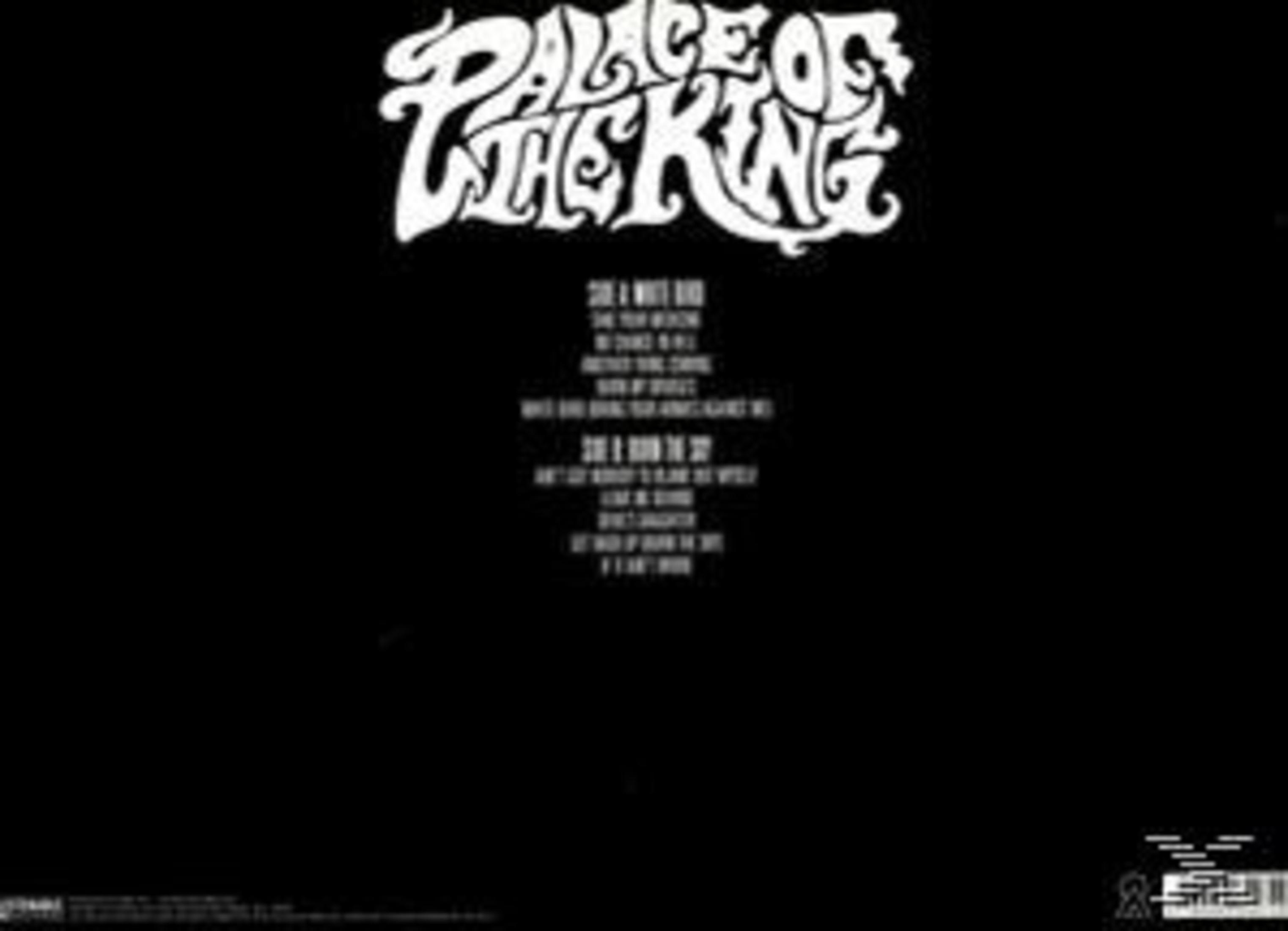 Schwarzes Albumcover mit weißem Schriftzug "Palace of the King" und Trackliste.