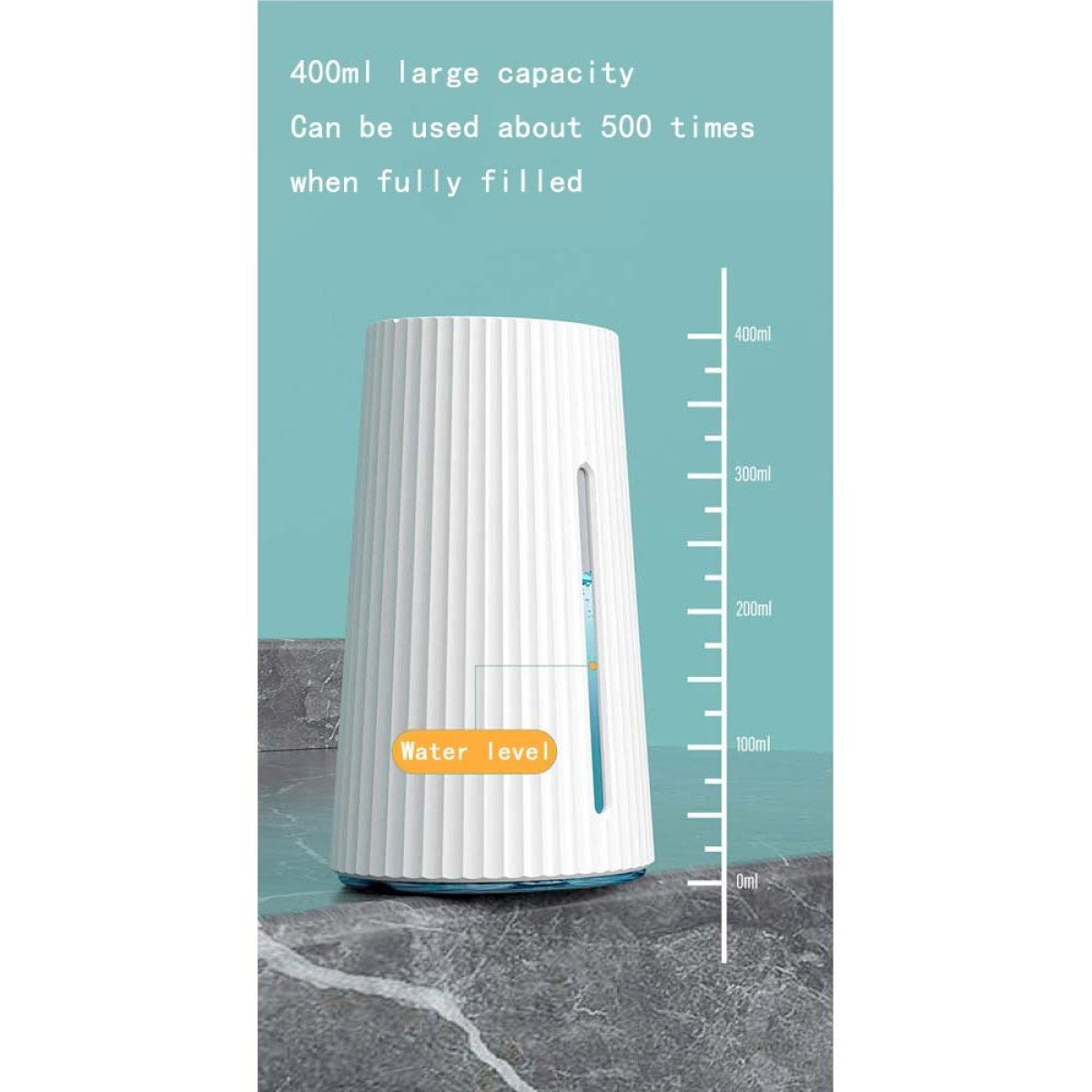 Weies Behälter mit Wasserskala, 400ml Kapazität, 500 Anwendungen.
