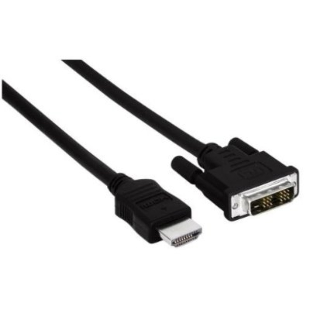 Ein schwarzes HDMI-zu-DVI-Kabel mit Anschlüssen.