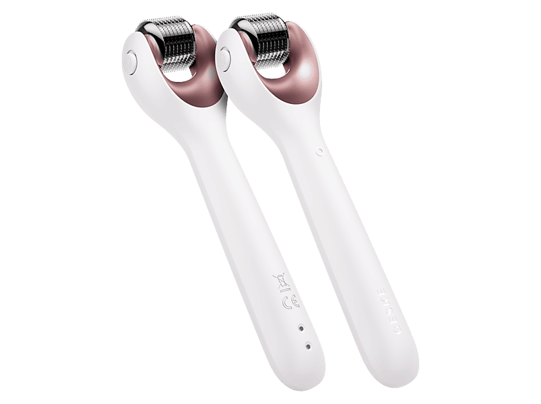 GESKE Mikro İğneli, Buz Başlığı, Pembe Kuvars Başlıklı MicroNeedle Face Roller Dermaroller Bakım Cihazı