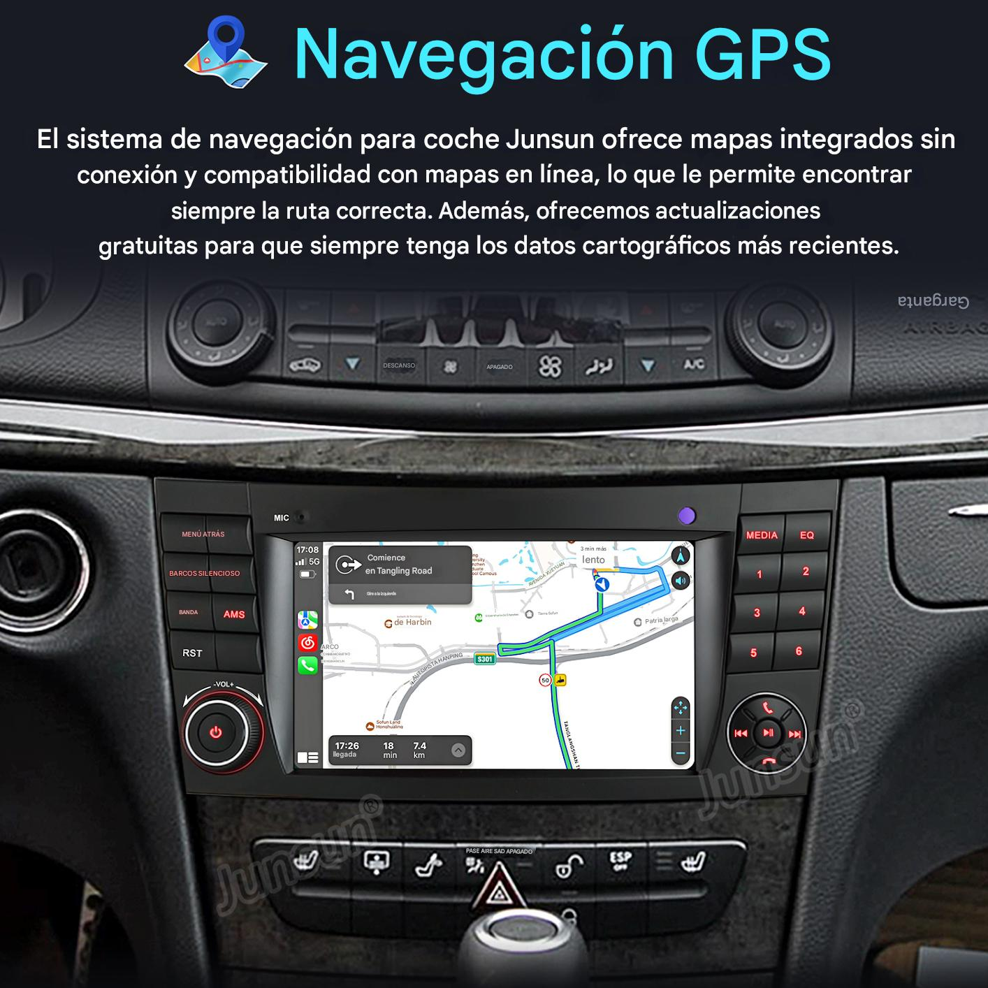Sistema de navegación para coche con mapas y mapas en línea para encontrar rutas.