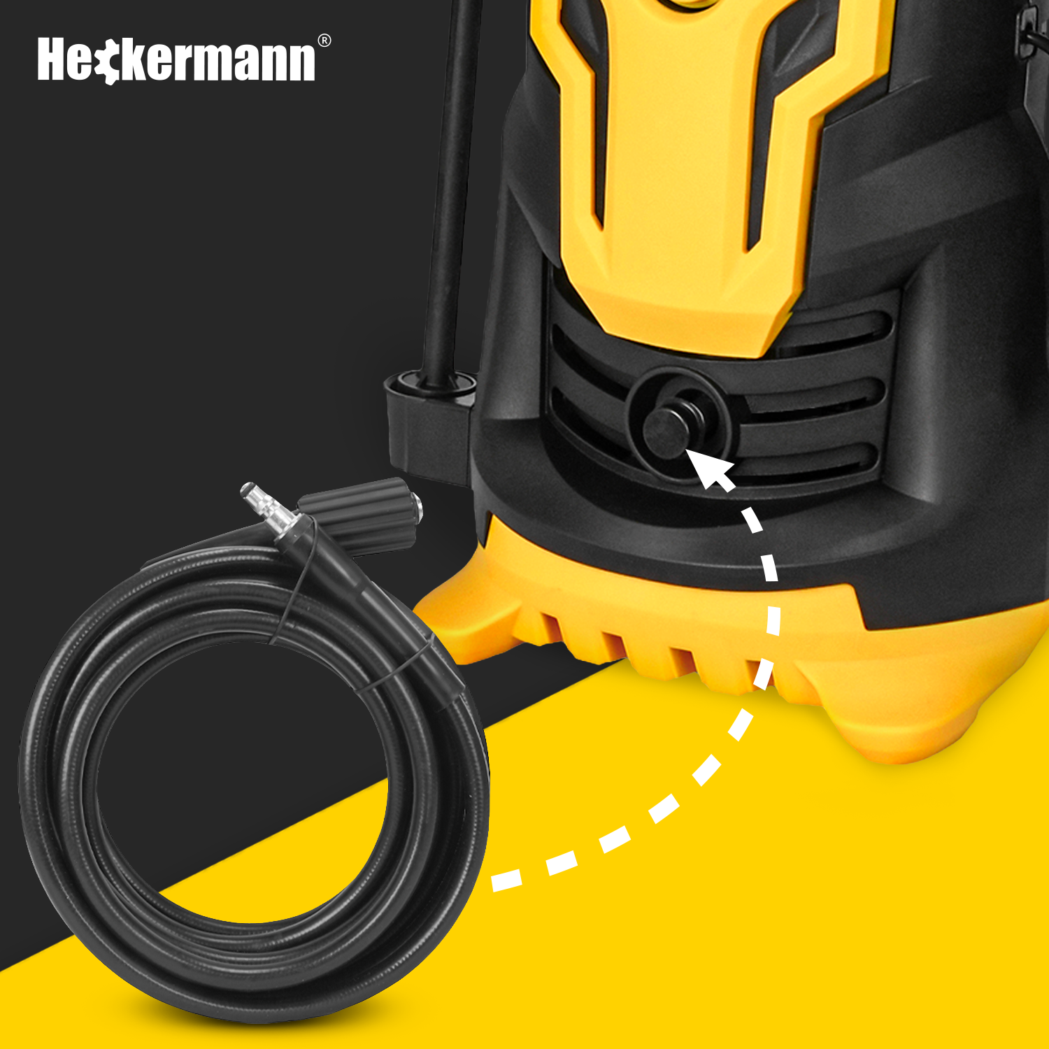 Czarny wąż leży na żółtym i czarnym tle.