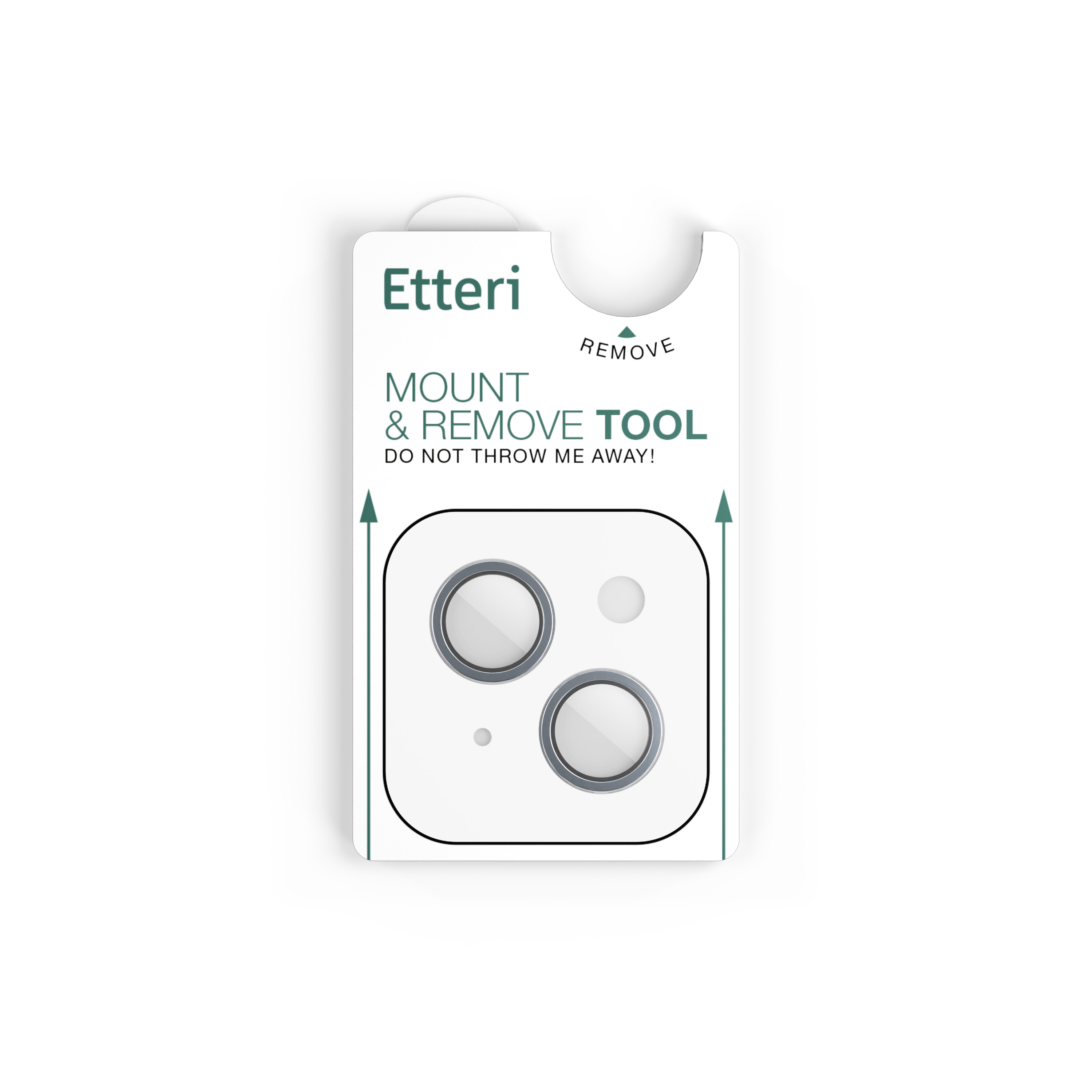 Un cartoncino bianco con testo 'Etteri' e 'Mount & Remove Tool'.