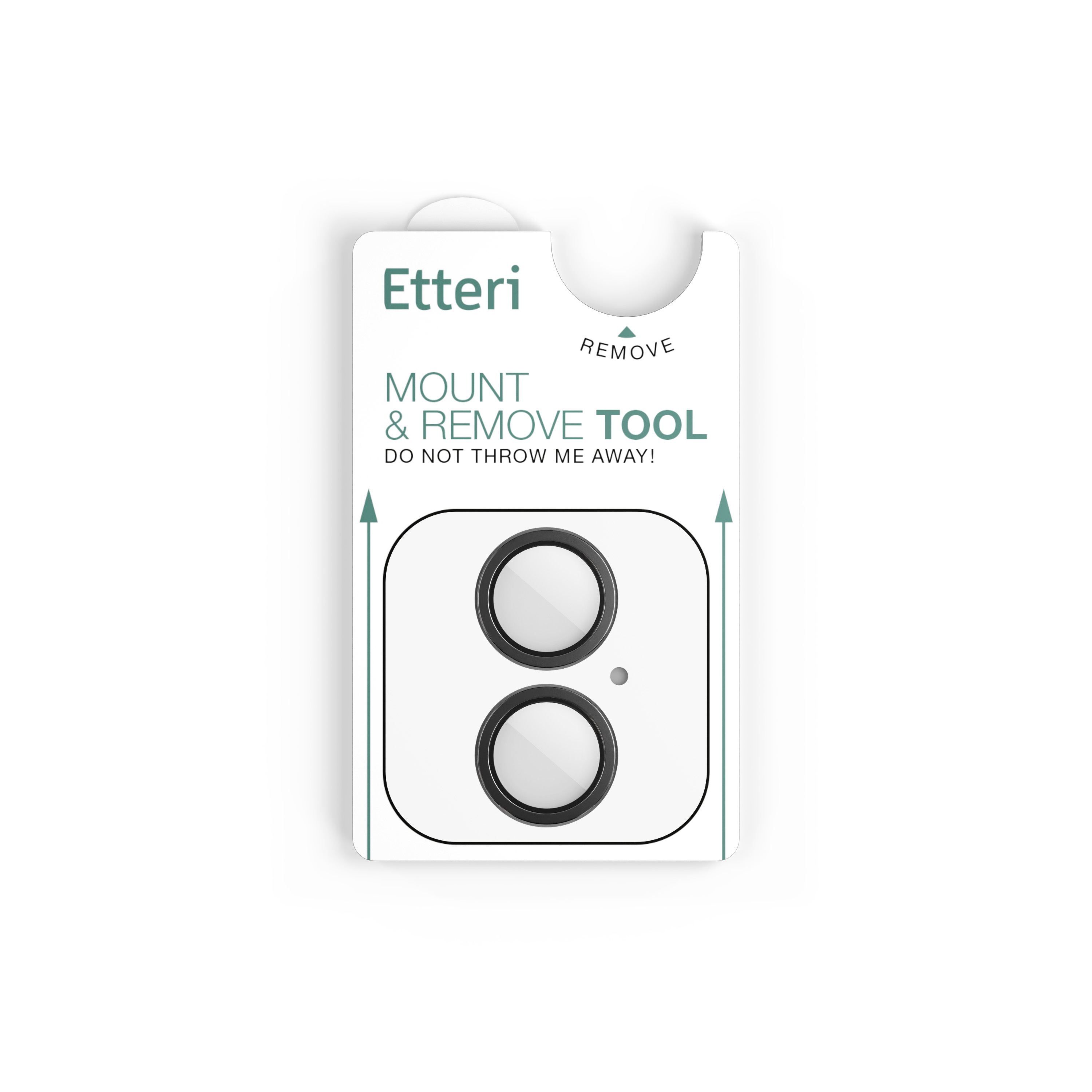 Cartoncino bianco con scritto 'Etteri Mount & Remove Tool'.