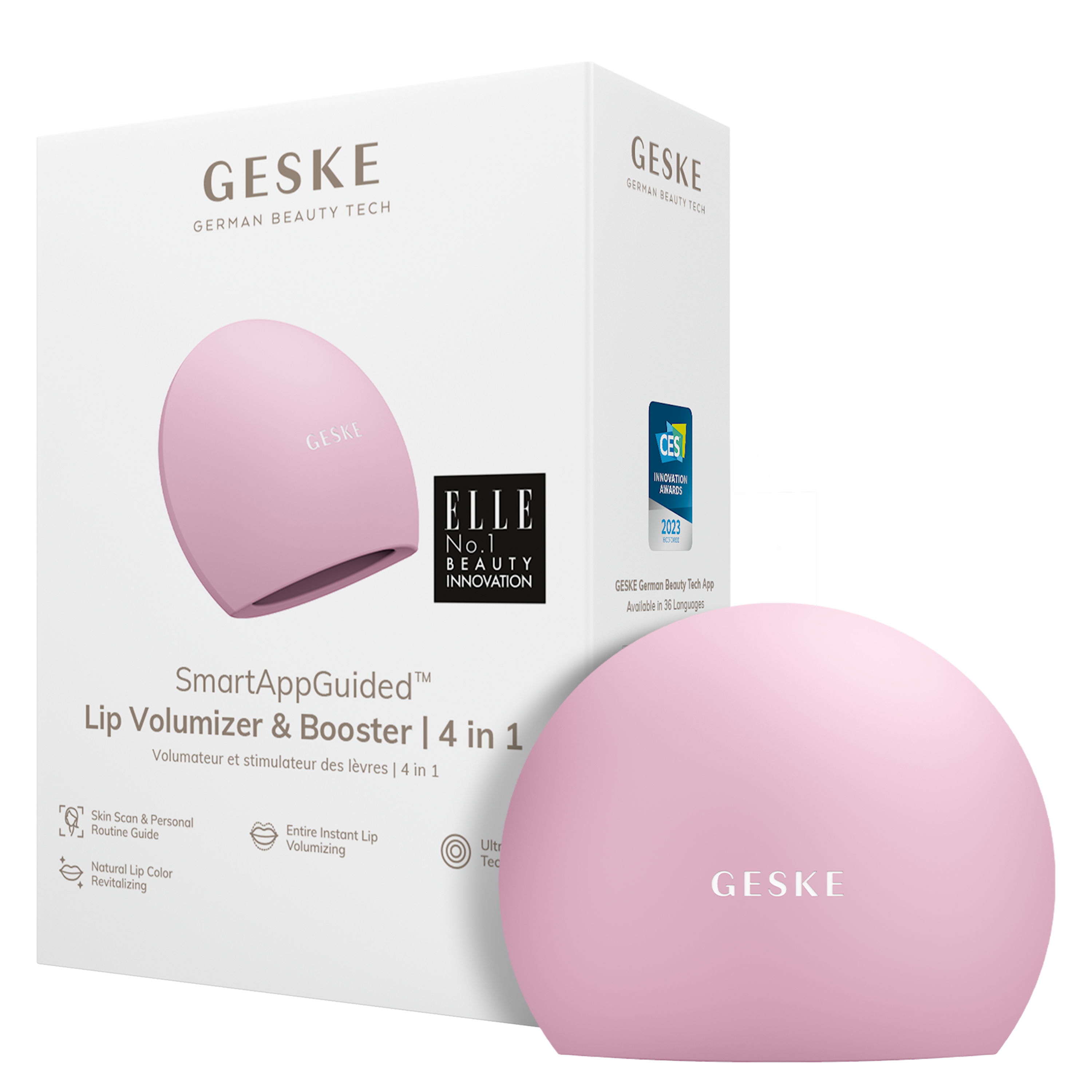 Ambalajı, ELLE ve CES ödülleriyle pembe bir GESKE dudak dolgunlaştırıcı.